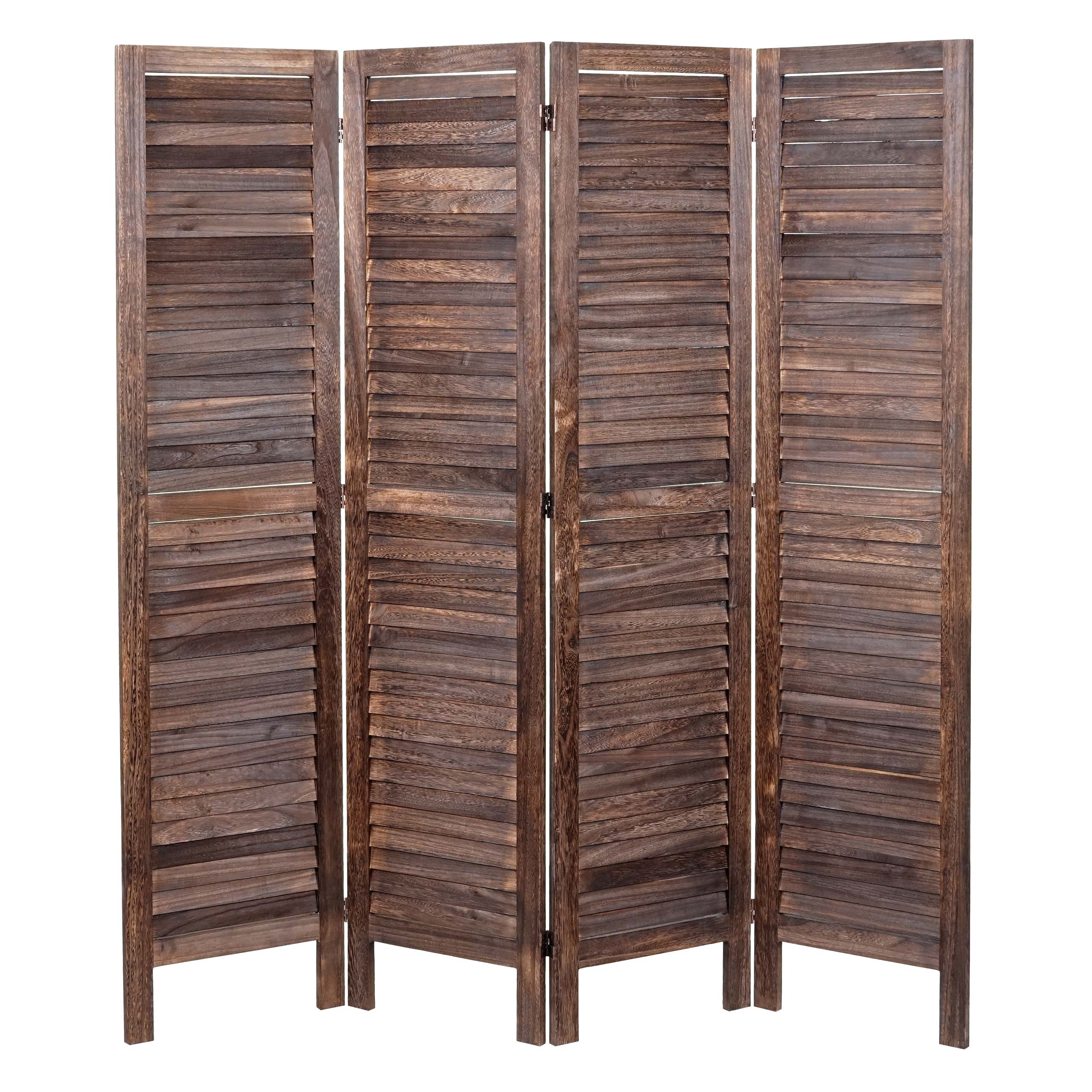 Paravent MCW-G30, Trennwand Sichtschutz Raumteiler, Shabby-Look 170x162cm ~ braun - Bild 1