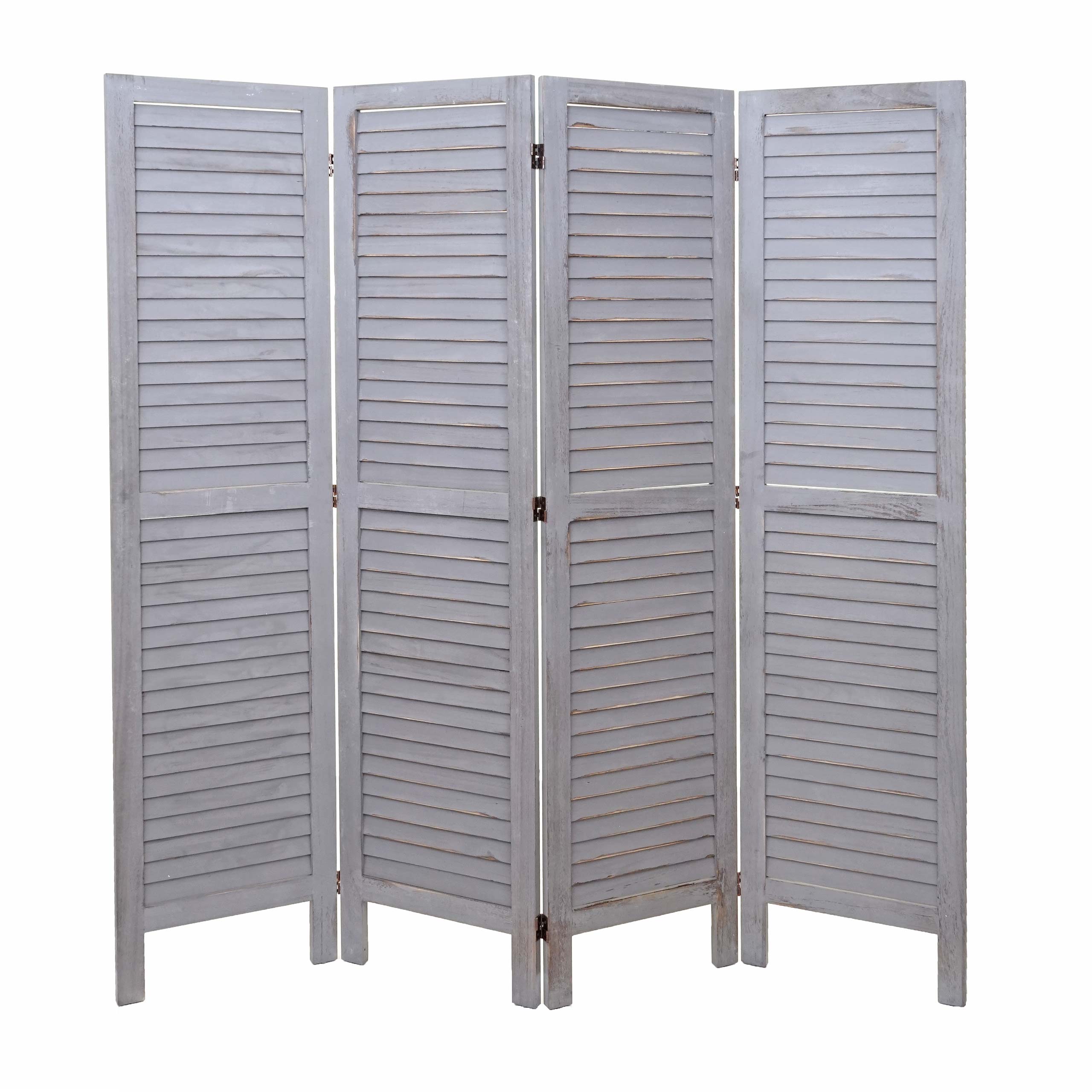 Paravent MCW-G30, Trennwand Sichtschutz Raumteiler, Shabby-Look 170x162cm ~ grau - Bild 1