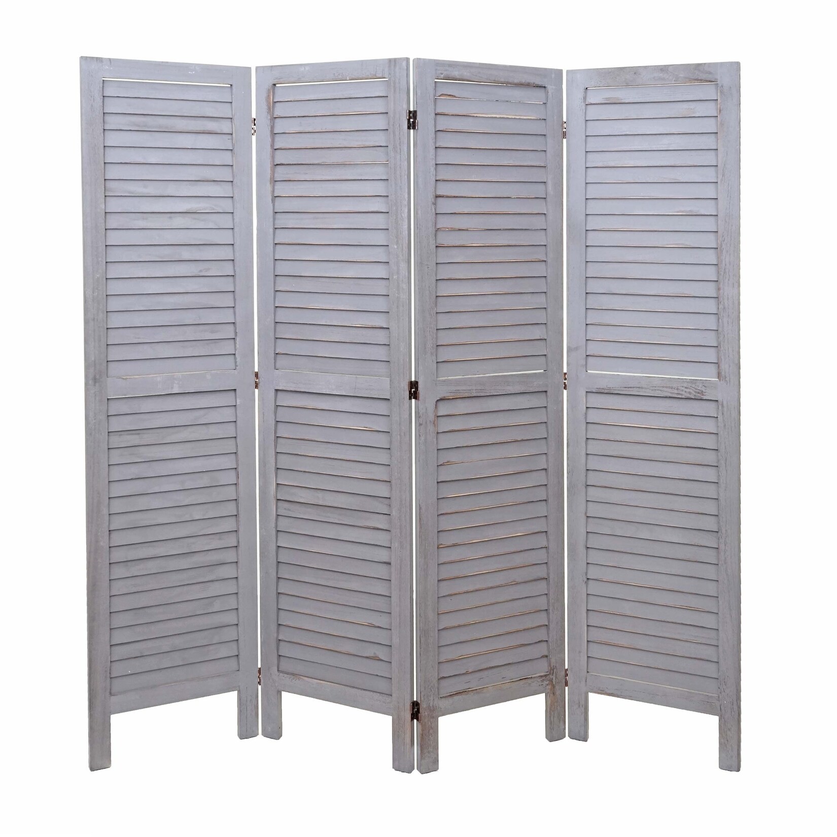 Paravent MCW-G30, Trennwand Sichtschutz Raumteiler, Shabby-Look 170x162cm ~ grau