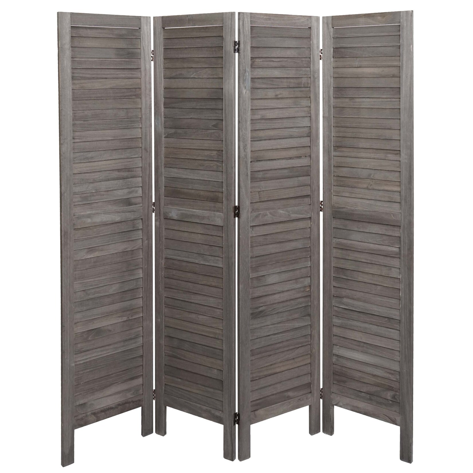 Paravent MCW-G30, Trennwand Sichtschutz Raumteiler, Shabby-Look 170x162cm ~ grau-braun