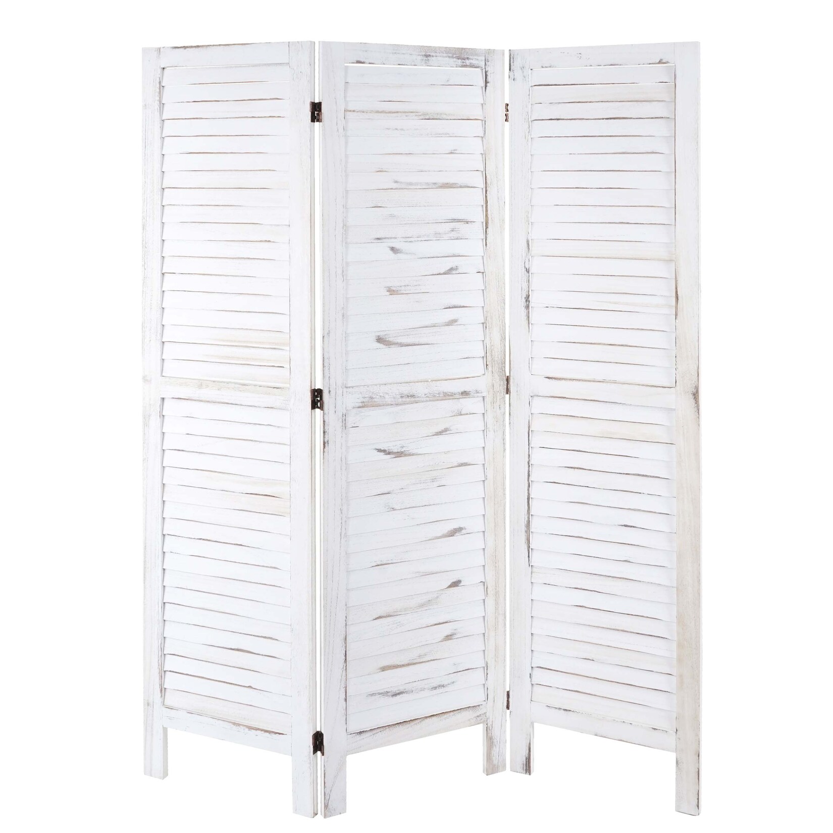 Paravent MCW-G30, Trennwand Sichtschutz Raumteiler, Shabby-Look 170x120cm ~ weiß | 04057651315317