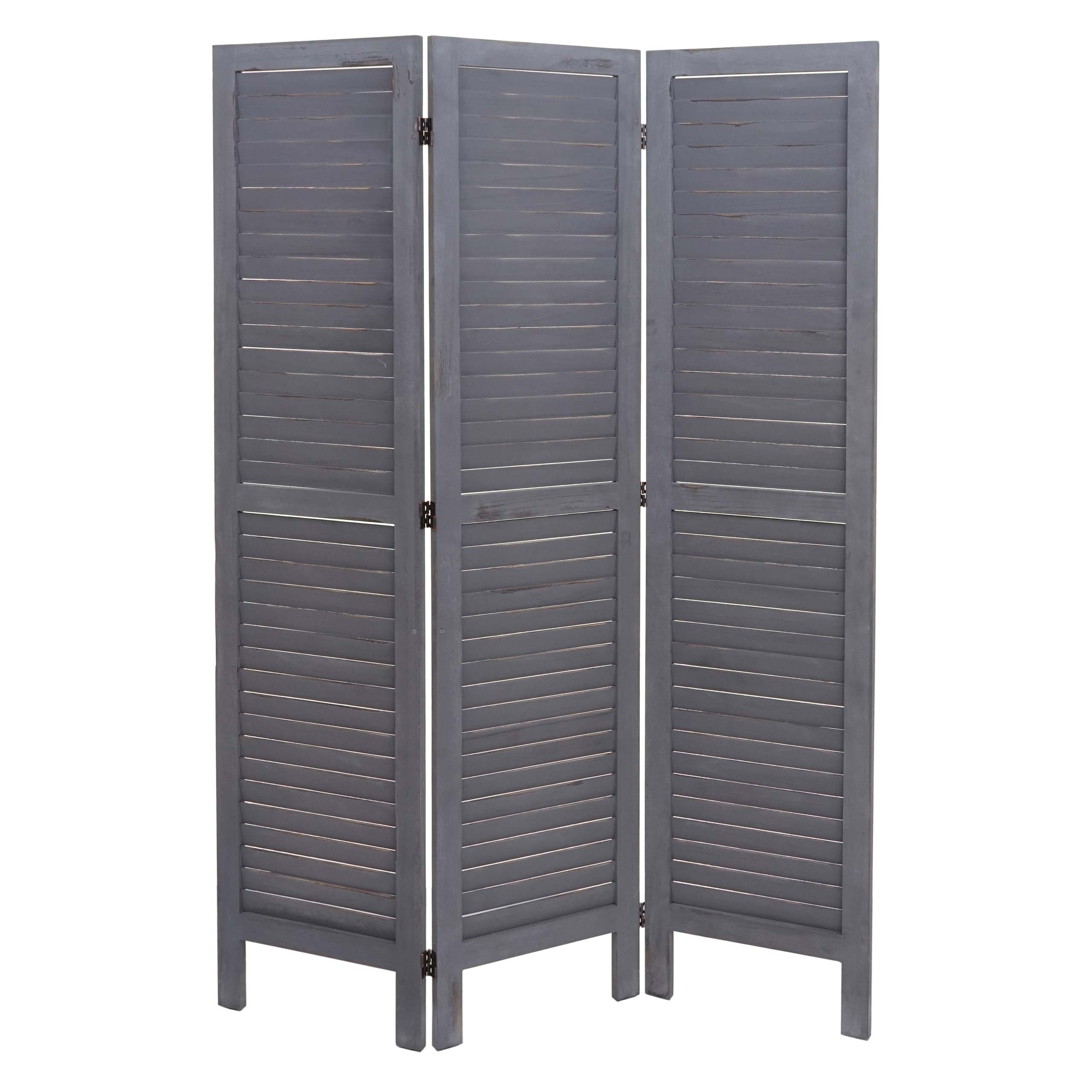 Paravent MCW-G30, Trennwand Sichtschutz Raumteiler, Shabby-Look 170x120cm ~ grau - Bild 1
