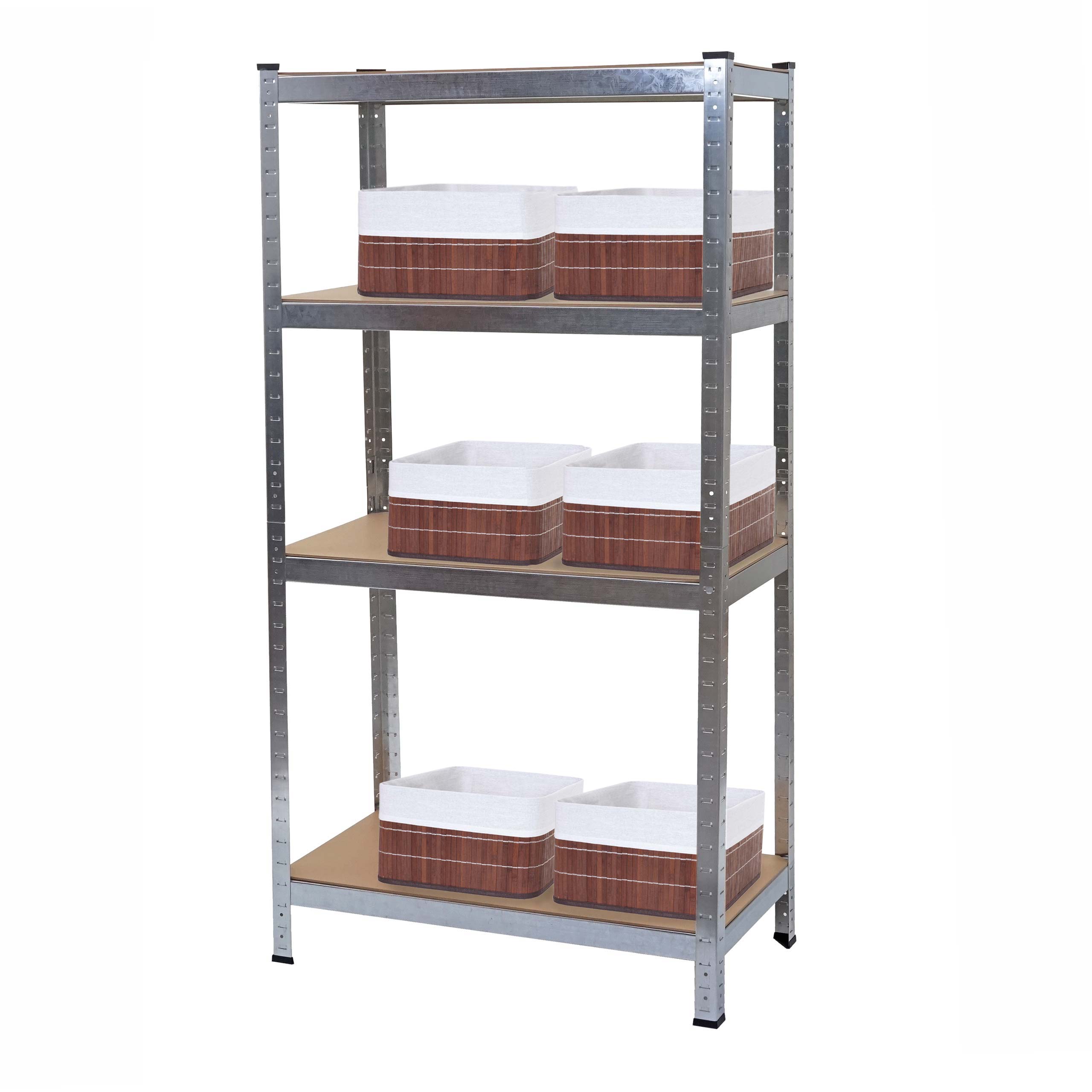 Schwerlastregal MCW-D67, Werkstattregal, 160x80x40cm Traglast bis 320kg mit 6x Aufbewahrungskorb MCW-C21 ~ verzinkt - Bild 1