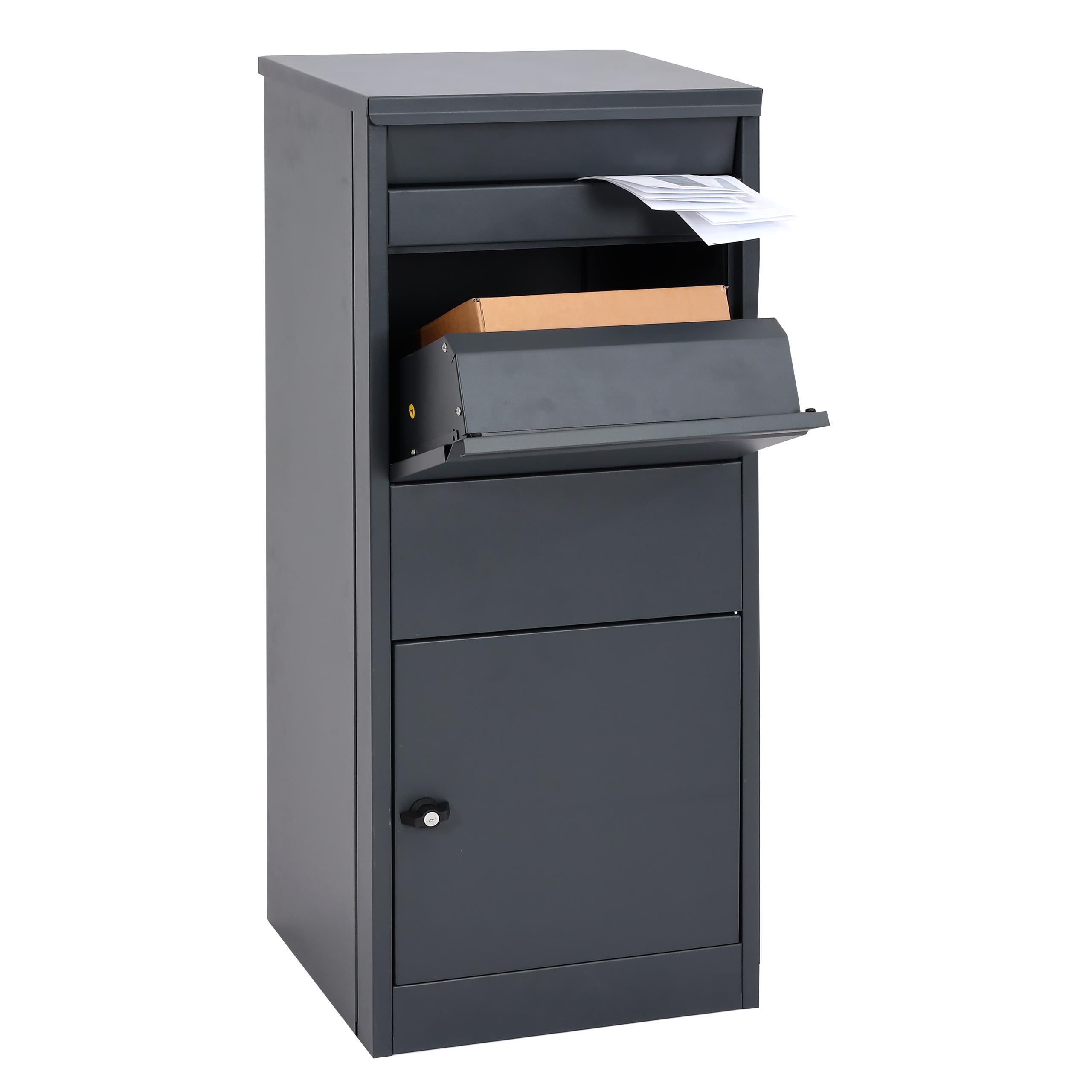 Paketkasten MCW-G80, Paketbox Standbriefkasten Briefkasten Gr&ouml;&szlig;e L ~ verzinkt anthrazit - Bild 1