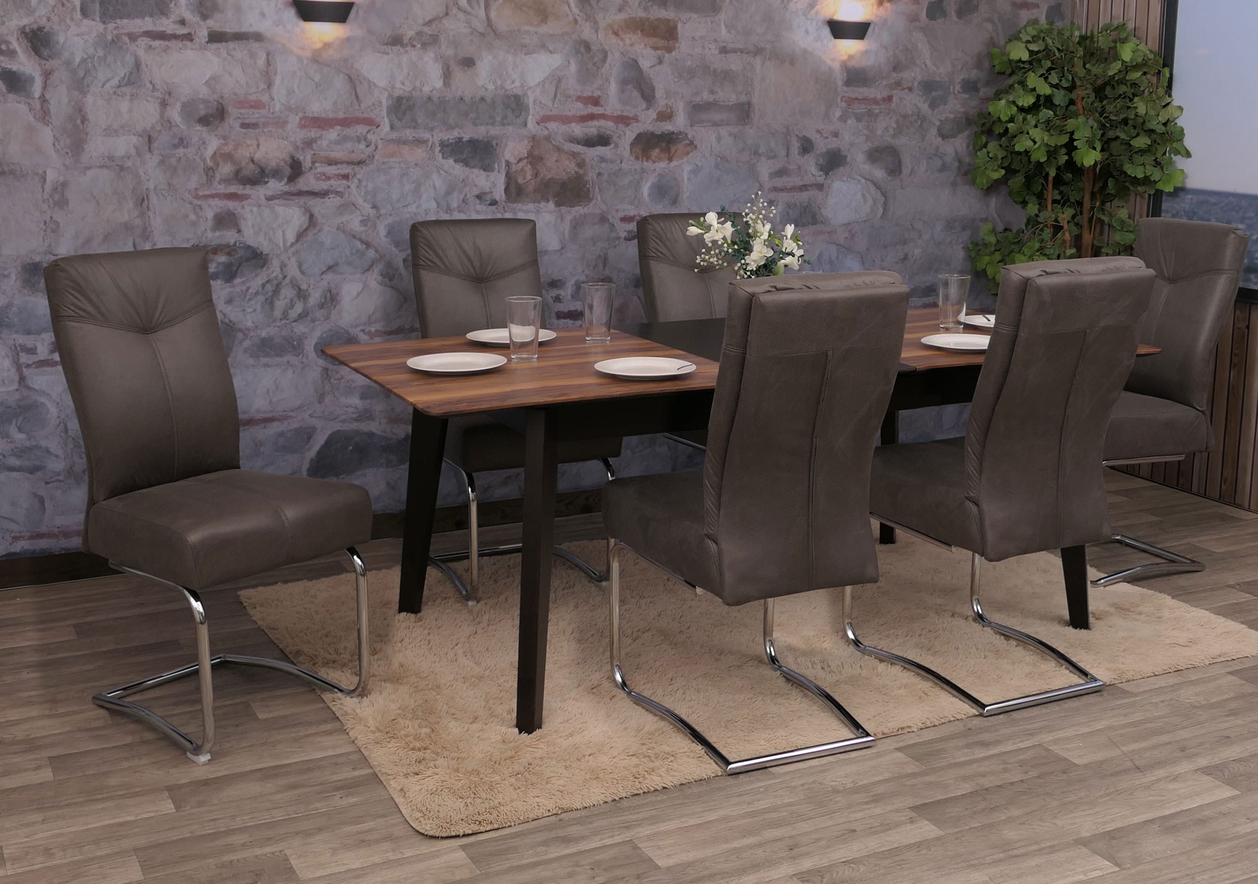 6er-Set Esszimmerstuhl MCW-G56, K&uuml;chenstuhl Freischwinger Stuhl, Textil Wildleder-Optik ~ grau - Bild 1