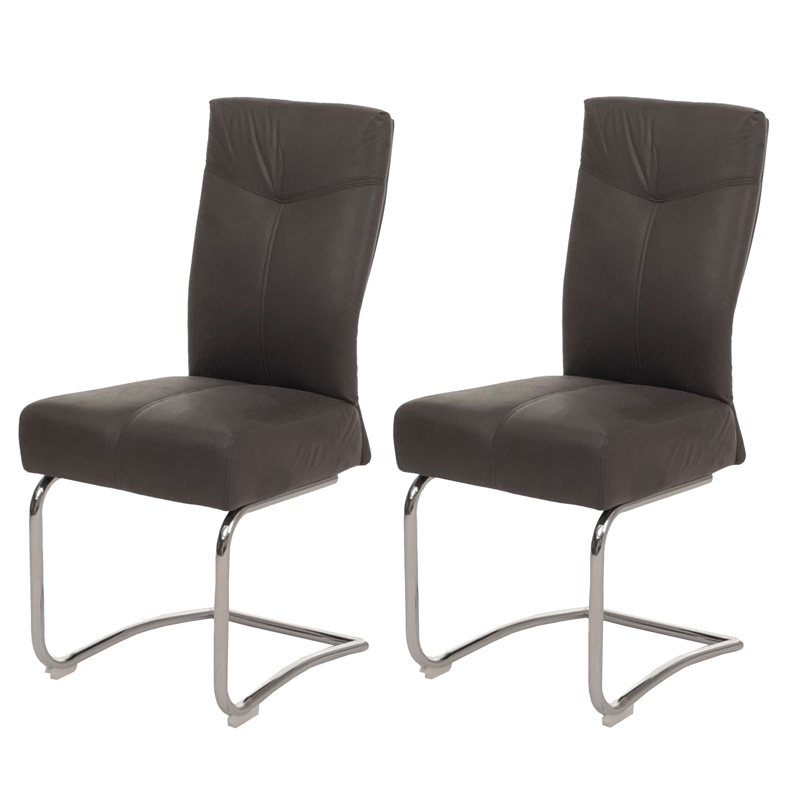 2er-Set Esszimmerstuhl MCW-G56, K&uuml;chenstuhl Freischwinger Stuhl, Textil Wildleder-Optik ~ grau - Bild 1