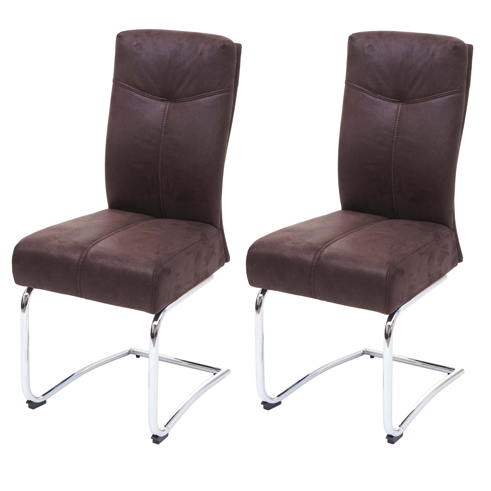 2er-Set Esszimmerstuhl MCW-G56, Küchenstuhl Freischwinger Stuhl, Textil Wildleder-Optik ~ braun
