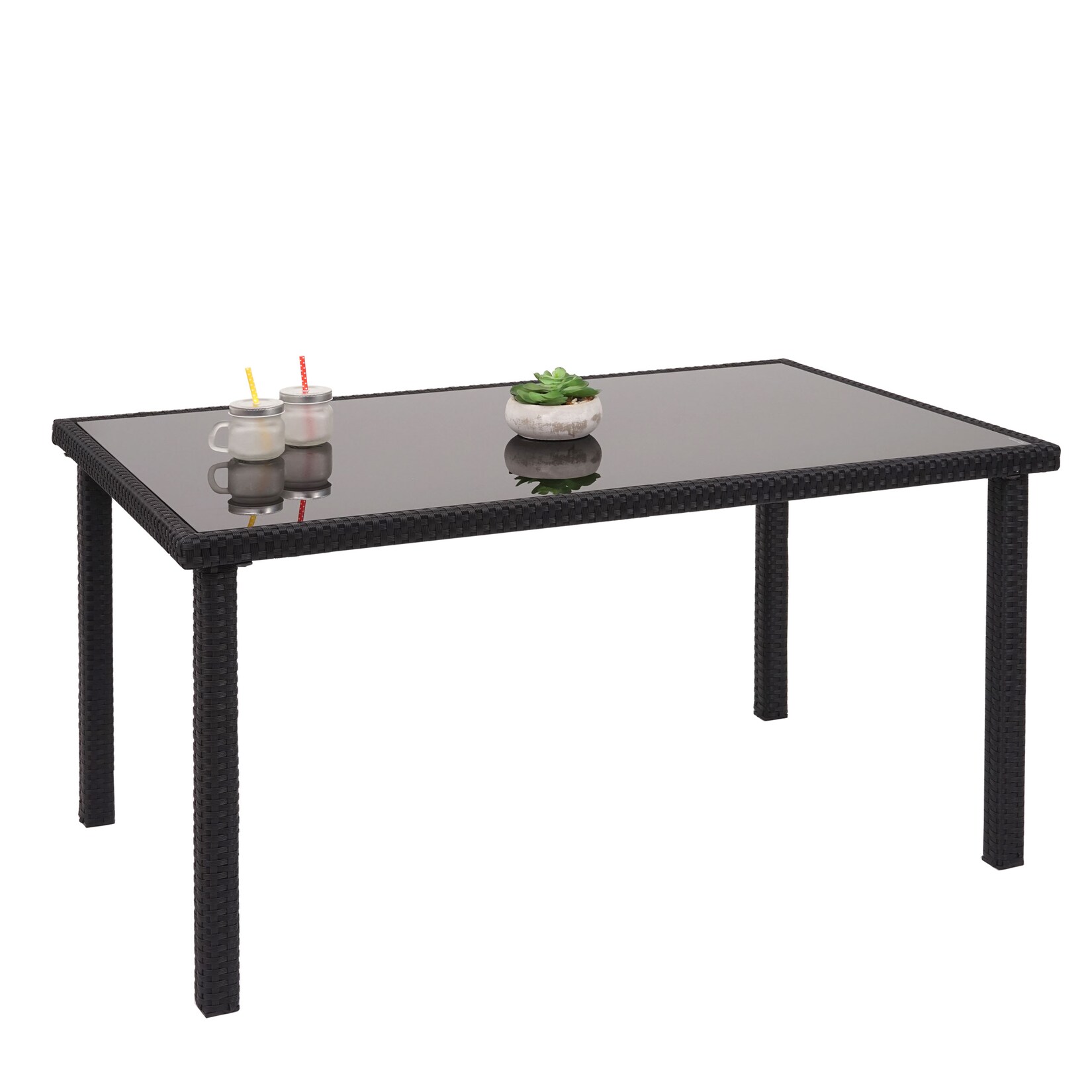 Poly-Rattan Tisch MCW-G19, Gartentisch Balkontisch, 120x75cm ~ schwarz