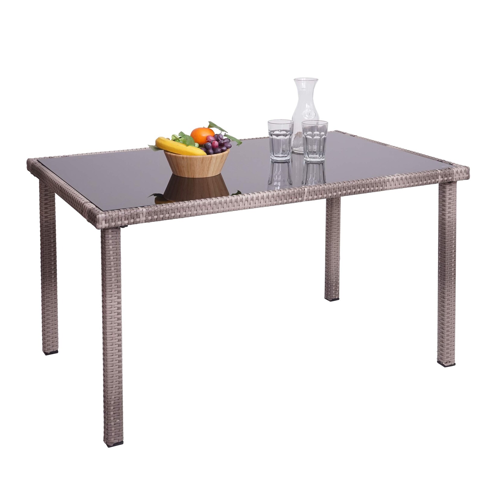 Poly-Rattan Tisch MCW-G19, Gartentisch Balkontisch, 120x75cm ~ grau-braun | 04057651427409