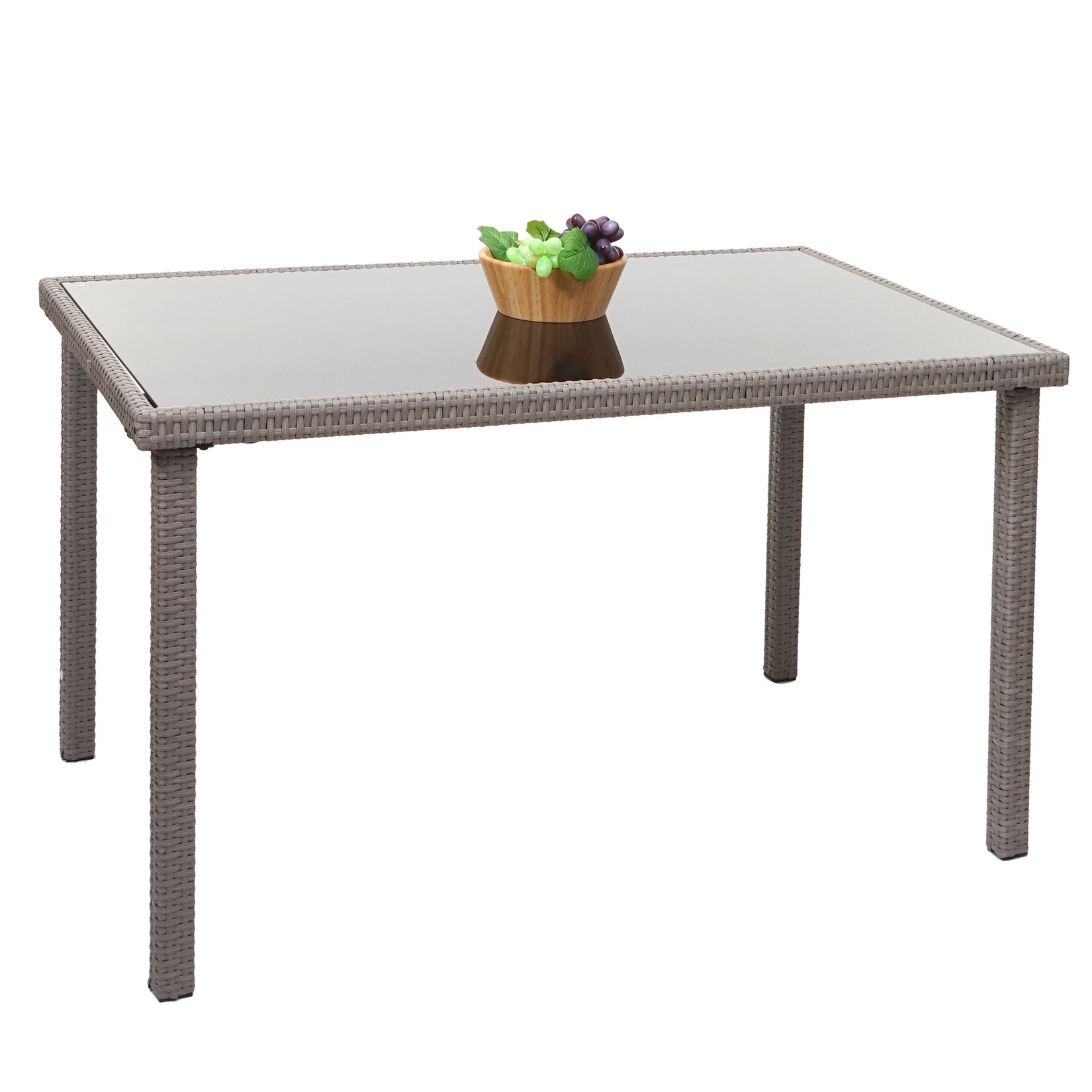 Poly-Rattan Tisch MCW-G19, Gartentisch Balkontisch, 120x75cm ~ grau