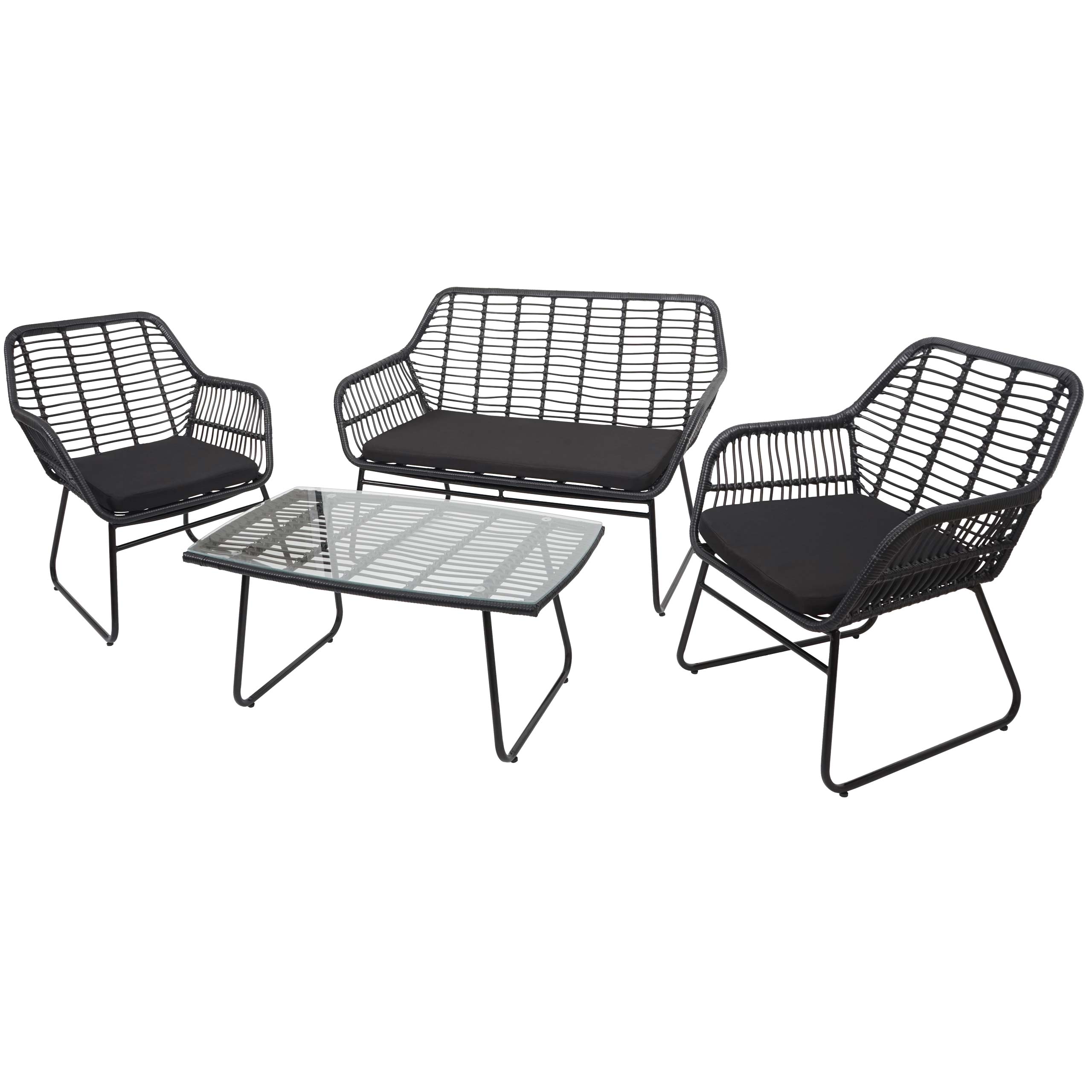 Polyrattan Garnitur MCW-G17a, Garten Sofa Set Sitzgruppe Stuhl, Seil ~ anthrazit, Polster anthrazit ohne Dekokissen - Bild 1