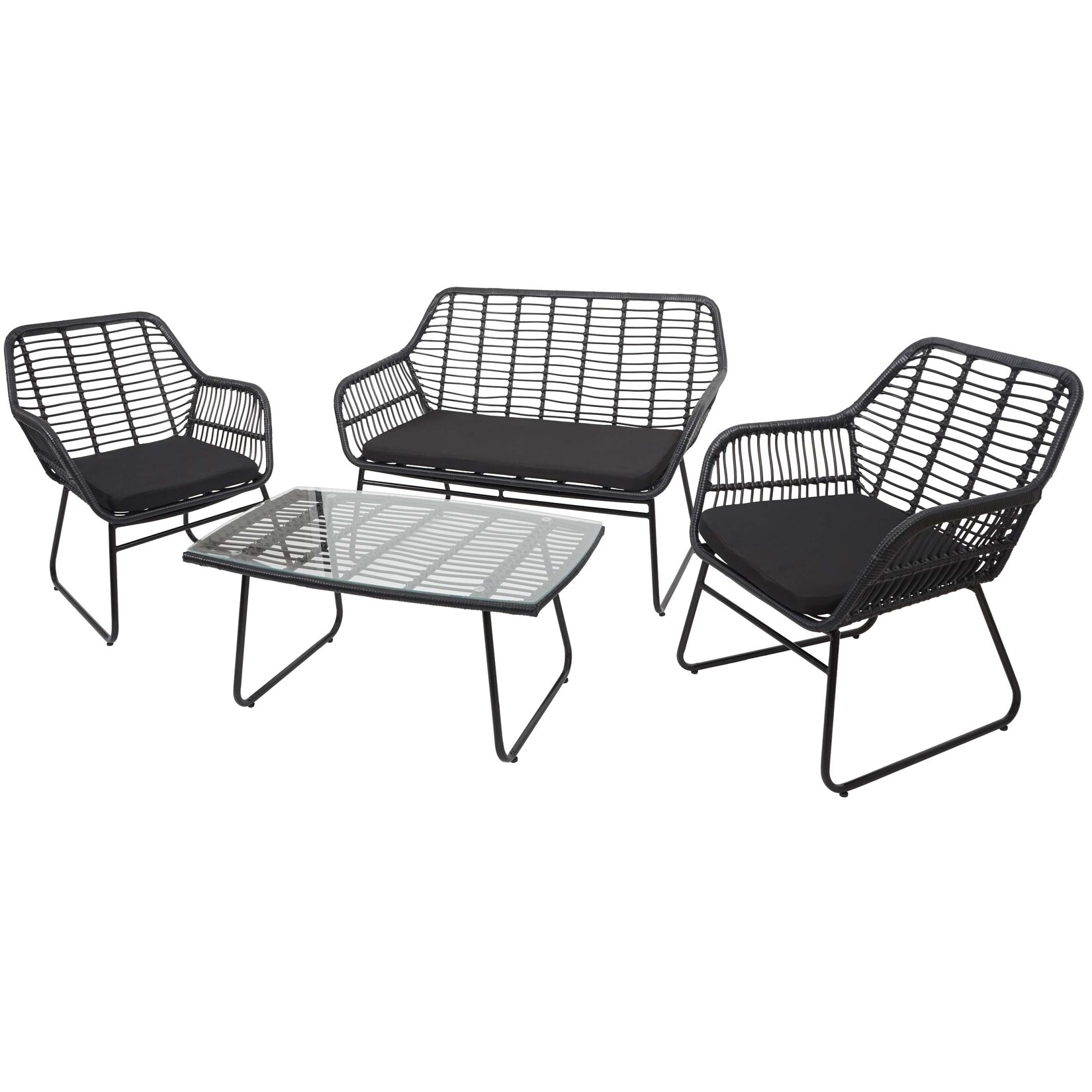 Polyrattan Garnitur MCW-G17a, Garten Sofa Set Sitzgruppe Stuhl, Seil ~ anthrazit, Polster anthrazit ohne Dekokissen | 04057651403472
