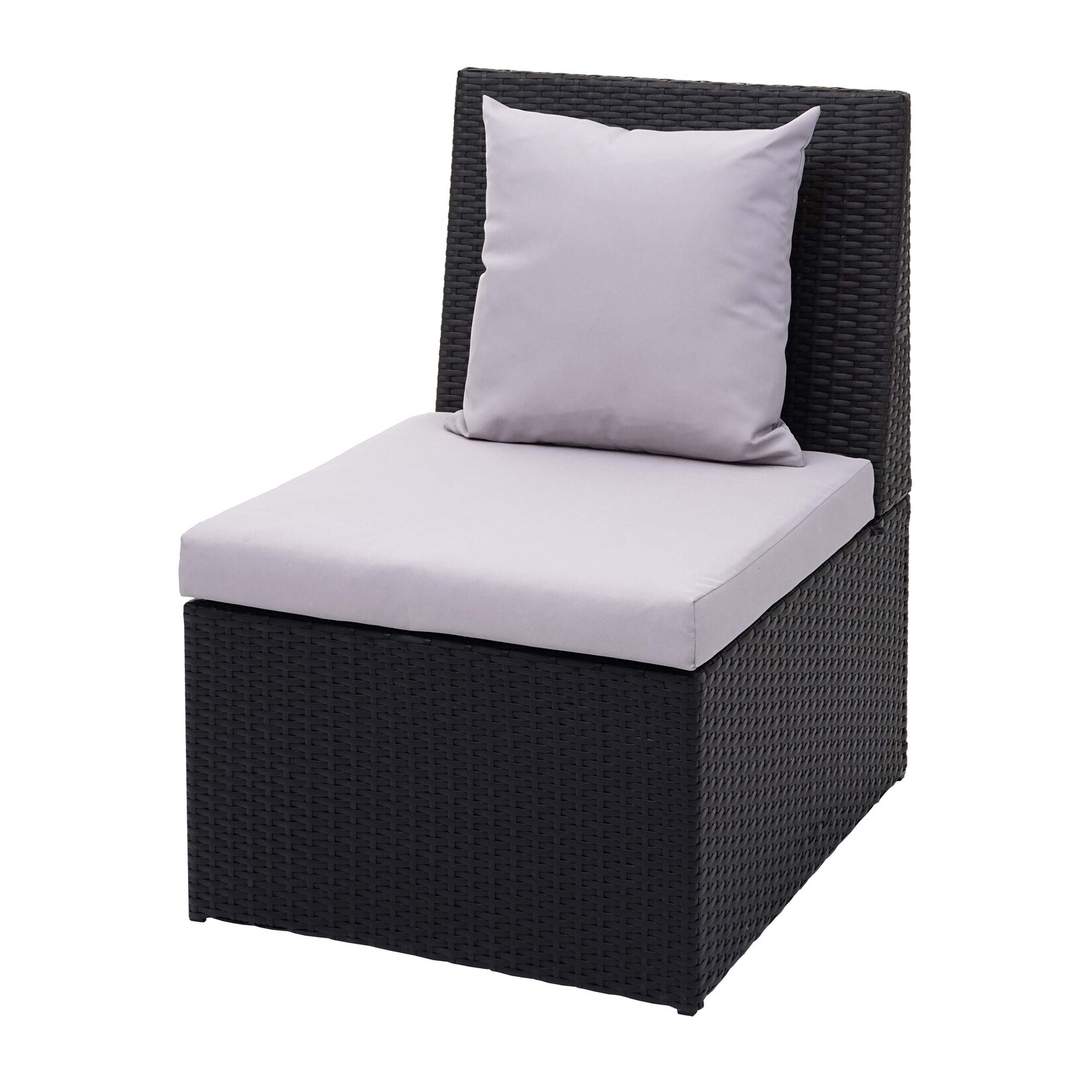 Poly-Rattan Sessel MCW-G16, Lounge-Rattanstuhl Gartenstuhl, Gastronomie ~ schwarz, Kissen hellgrau | 04057651388625