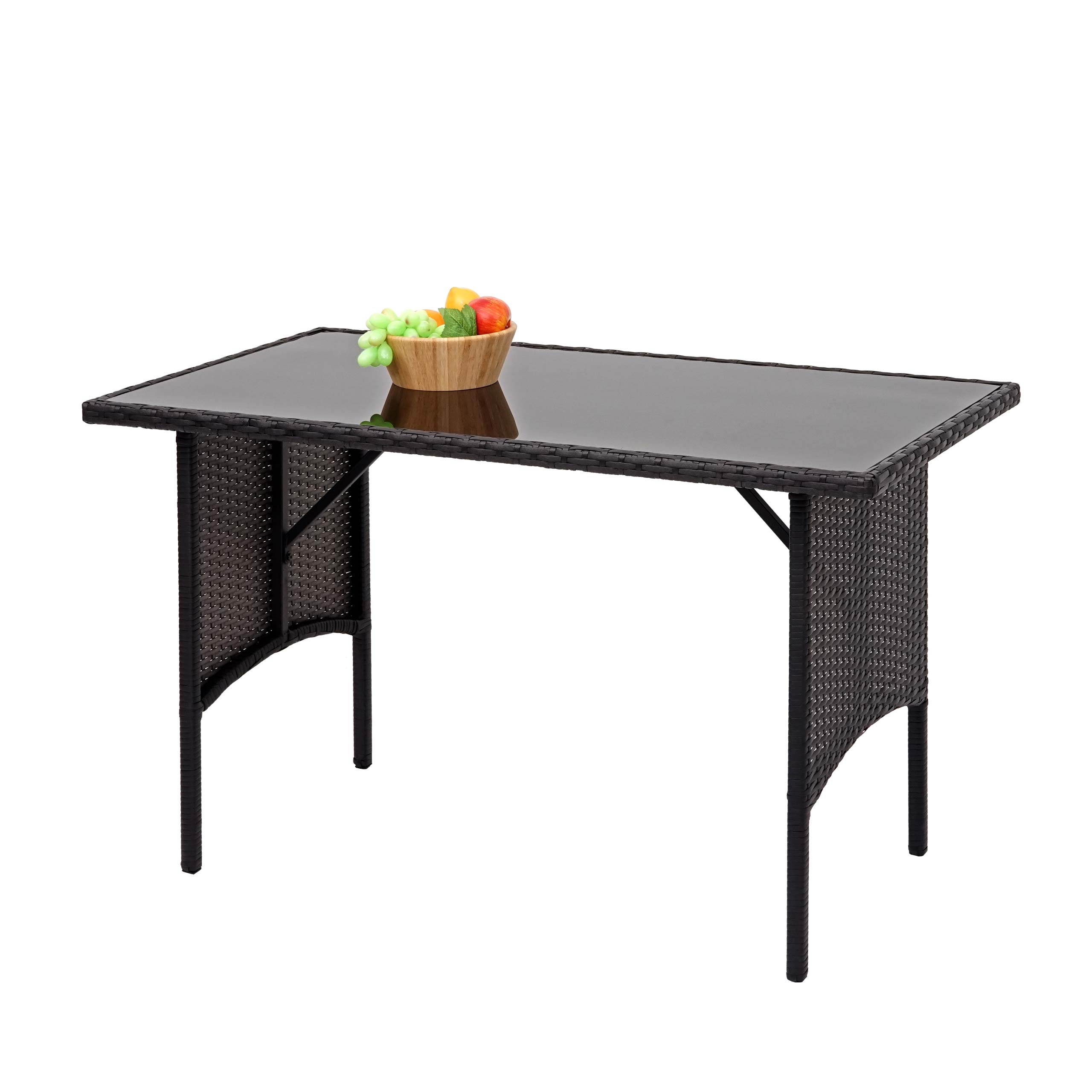 Poly-Rattan Esstisch MCW-G16, Esszimmertisch Gartentisch Tisch, Gastronomie 112x60cm ~ schwarz - Bild 1