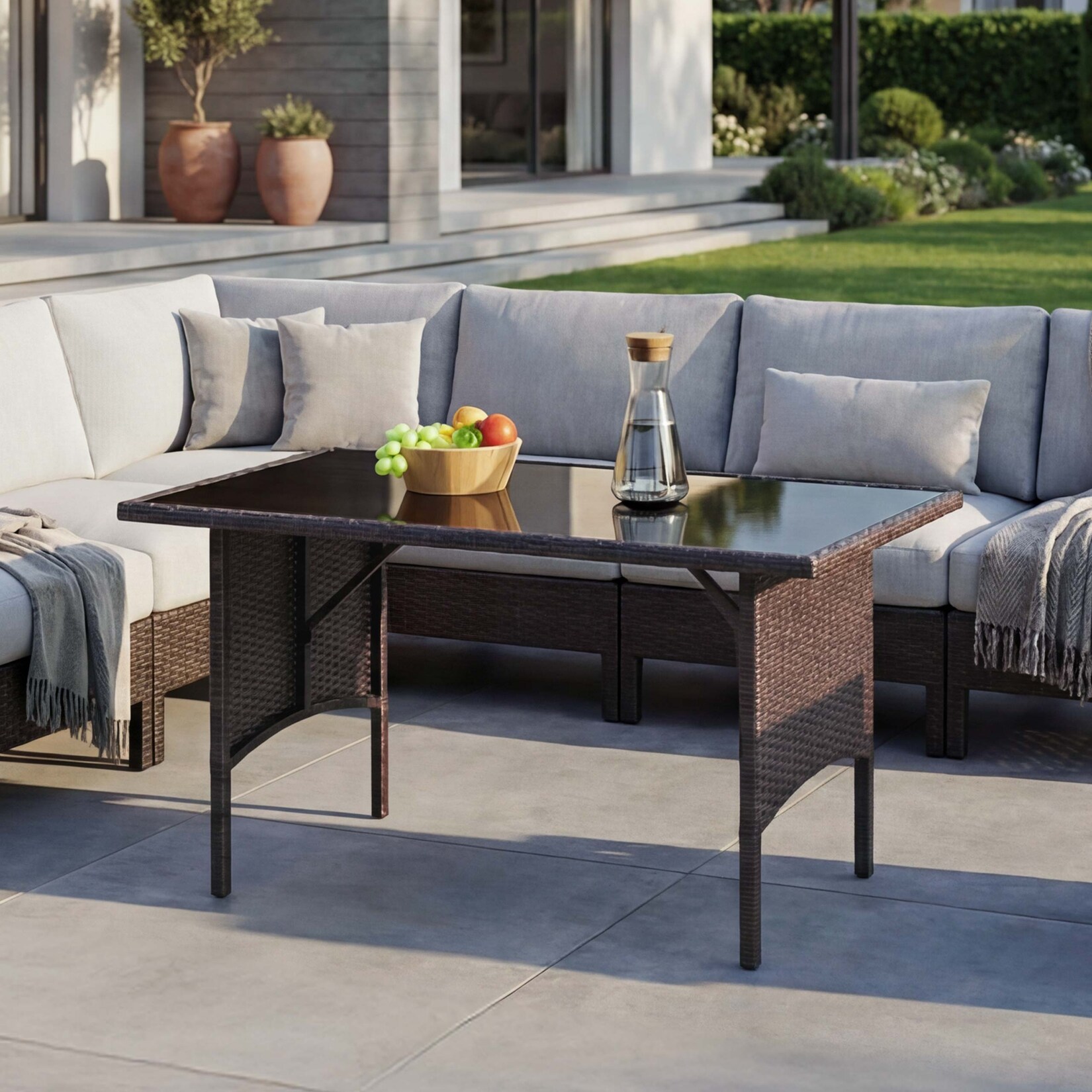 Poly-Rattan Esstisch MCW-G16, Esszimmertisch Gartentisch Tisch, Gastronomie 112x60cm ~ braun
