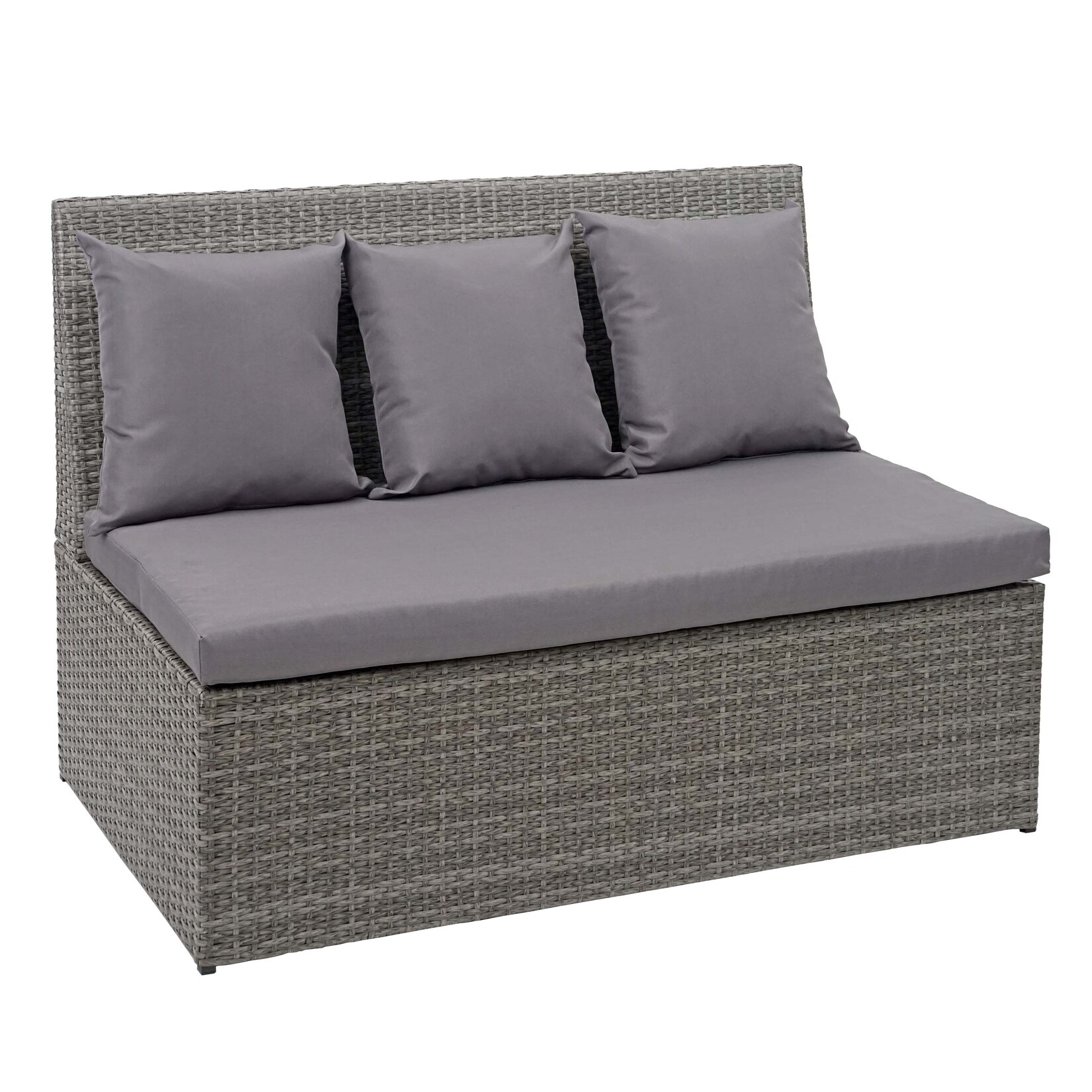 Poly-Rattan 2er Sofa MCW-G16, Lounge-Gartenbank Sitzbank Sessel, Gastronomie 120cm ~ grau, Kissen dunkelgrau | 04057651361178