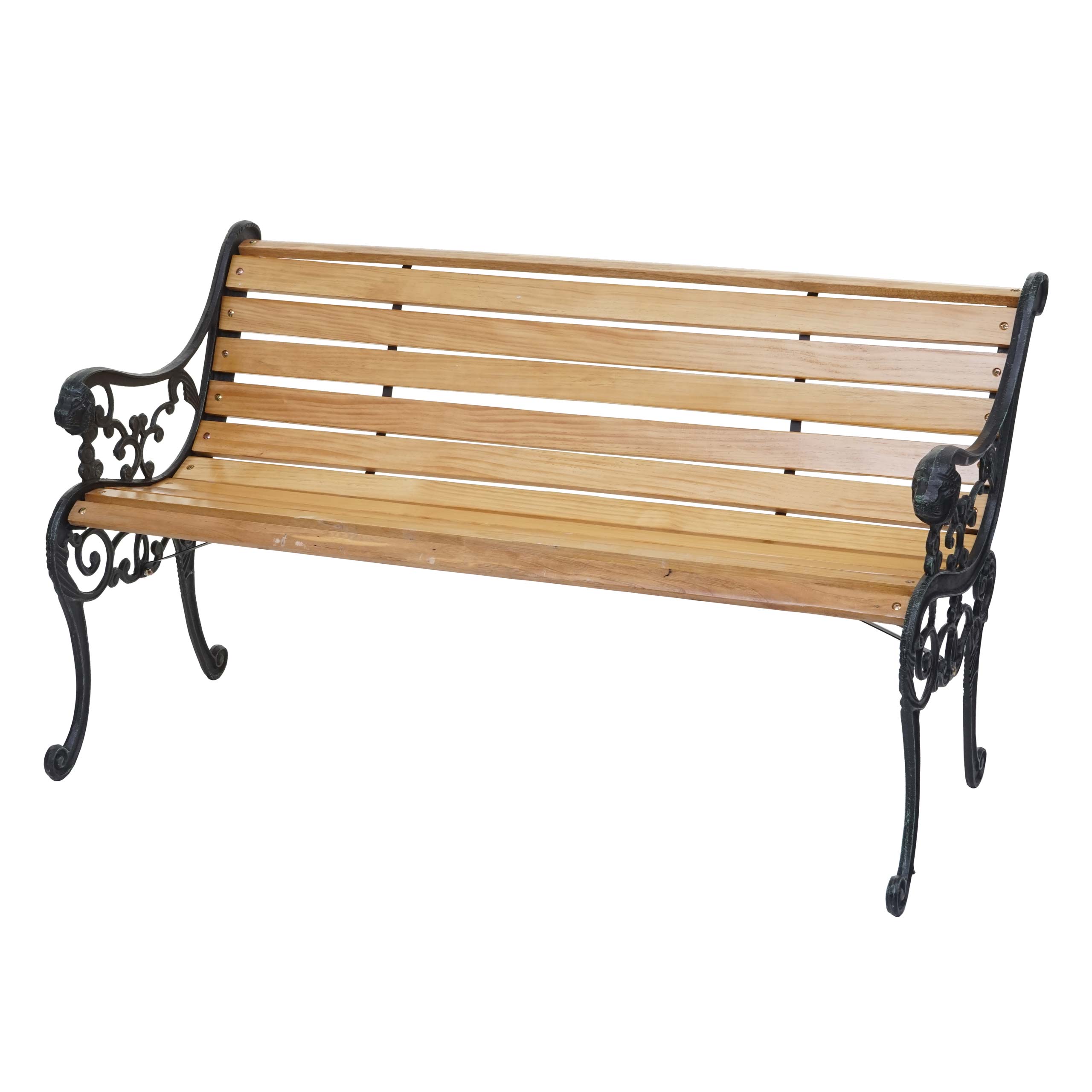 Gartenbank MCW-F98, Sitzbank Parkbank Holzbank, 2-Sitzer Gusseisen Holz 125cm 20kg ~ hellbraun - Bild 1