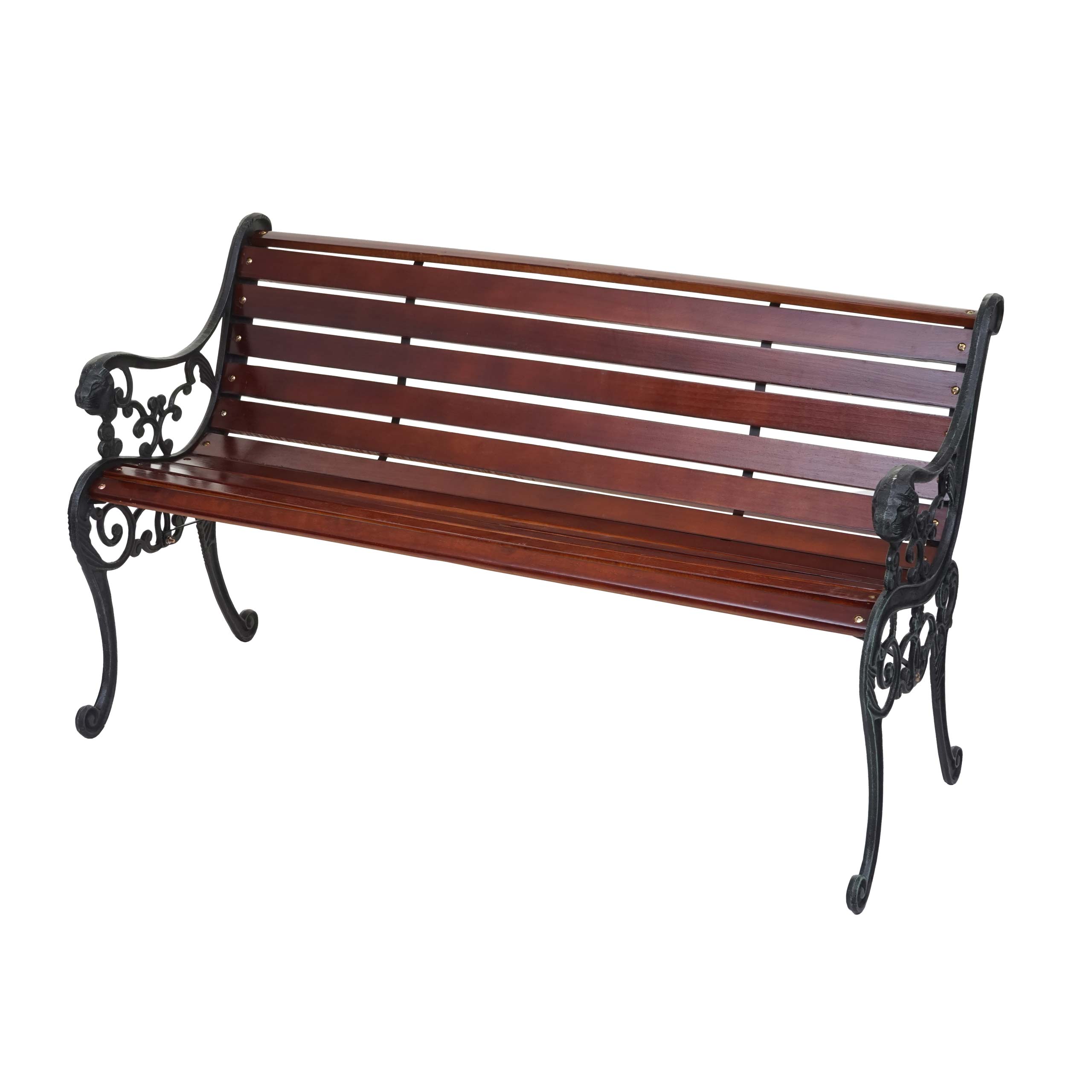 Gartenbank MCW-F98, Sitzbank Parkbank Holzbank, 2-Sitzer Gusseisen Holz 125cm 20kg ~ braun - Bild 1