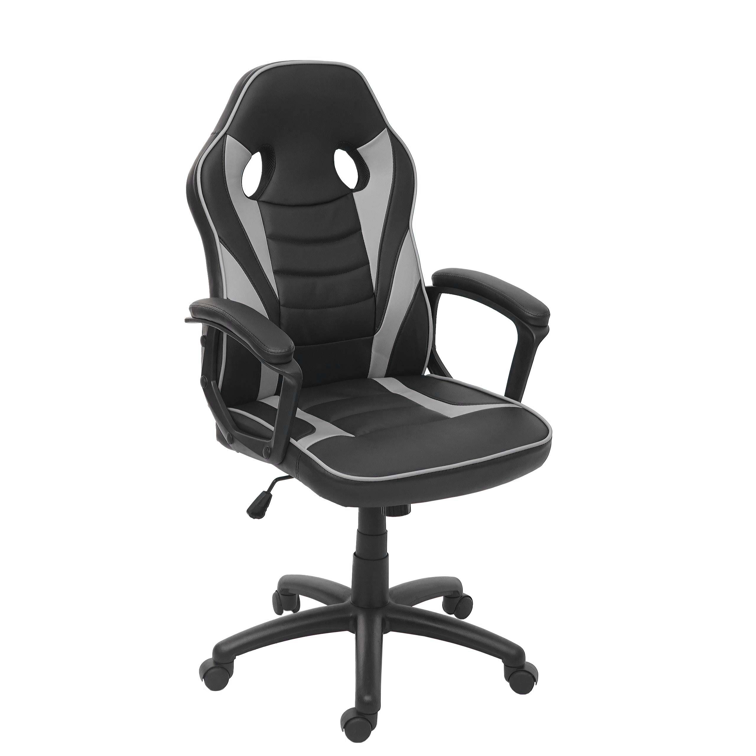 B&uuml;rostuhl MCW-F59, Schreibtischstuhl Drehstuhl Racing-Chair Gaming-Chair, Kunstleder ~ schwarz/grau - Bild 1