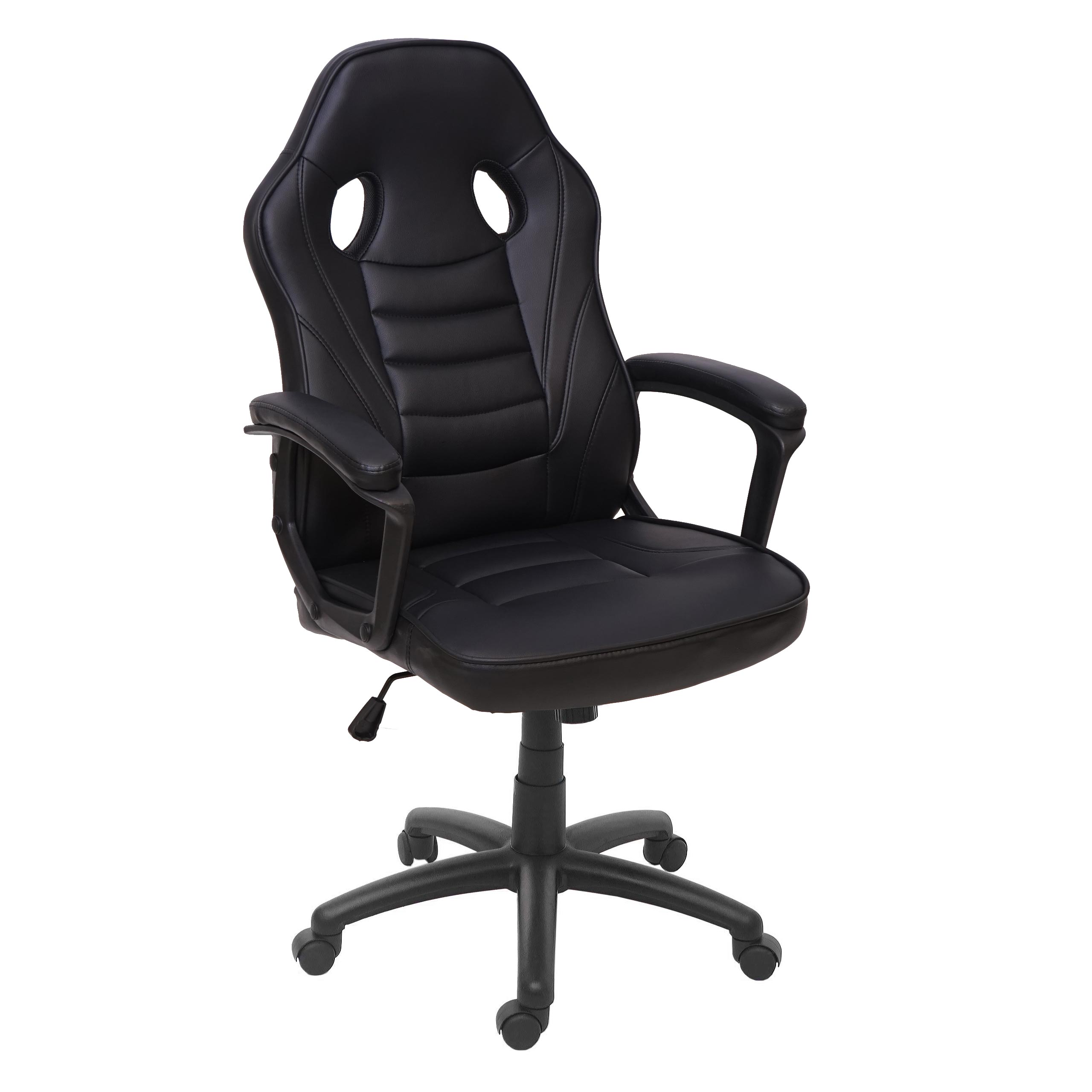 B&uuml;rostuhl MCW-F59, Schreibtischstuhl Drehstuhl Racing-Chair Gaming-Chair, Kunstleder ~ schwarz - Bild 1