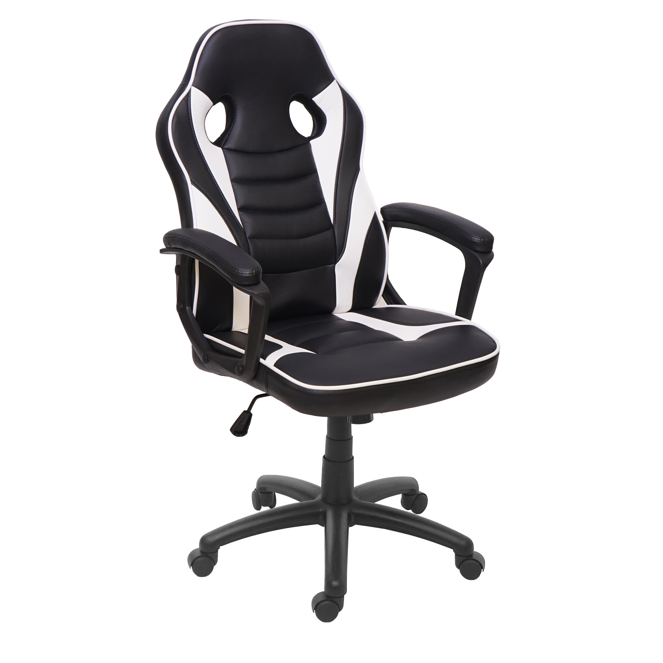 B&uuml;rostuhl MCW-F59, Schreibtischstuhl Drehstuhl Racing-Chair Gaming-Chair, Kunstleder ~ schwarz/wei&szlig; - Bild 1