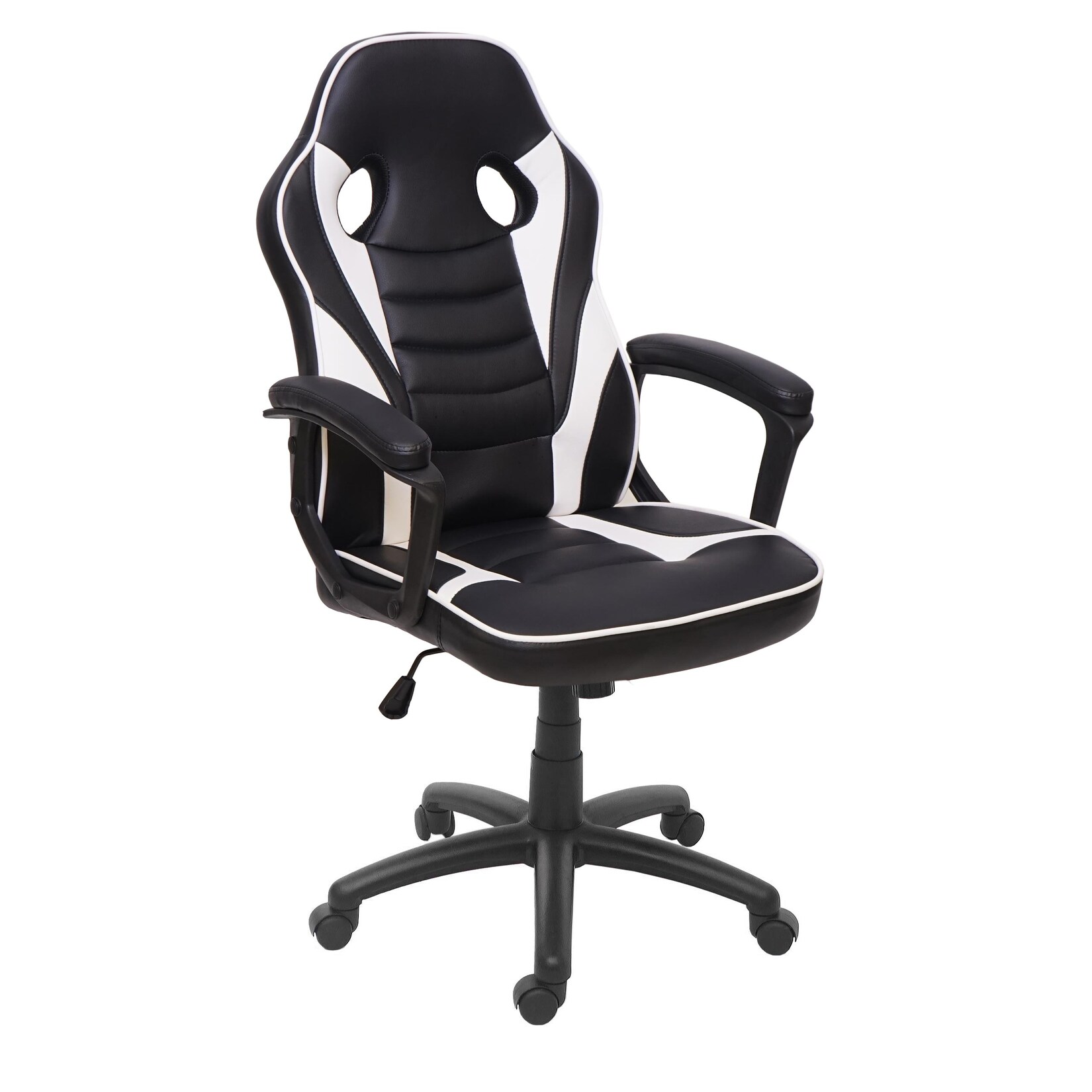 Bürostuhl MCW-F59, Schreibtischstuhl Drehstuhl Racing-Chair Gaming-Chair, Kunstleder ~ schwarz/weiß | 04057651281445