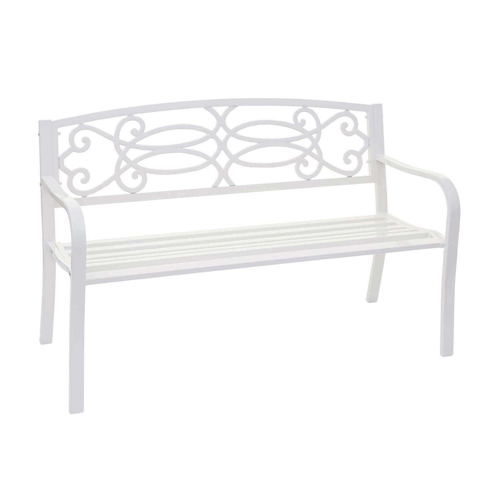 Gartenbank MCW-F44, Bank Parkbank Sitzbank, 2-Sitzer pulverbeschichteter Stahl ~ weiß | 04057651419688