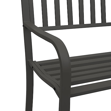 2-Sitzer pulverbeschichteter Stahl Sitzbank B-Ware Gartenbank MCW-F45 schwarz 