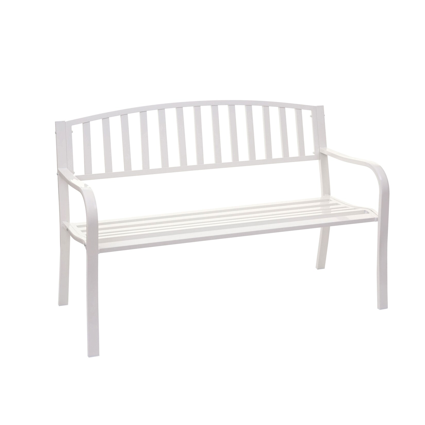 Gartenbank MCW-F43, Bank Parkbank Sitzbank, 2-Sitzer pulverbeschichteter Stahl ~ weiß