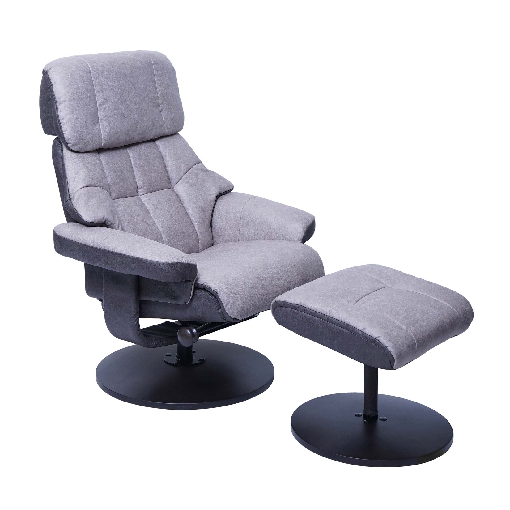 MCA Relaxsessel MCW-F21, Fernsehsessel Hocker, Stoff/Textil 110kg belastbar ~ grafit-hellgrau | 04057651320502