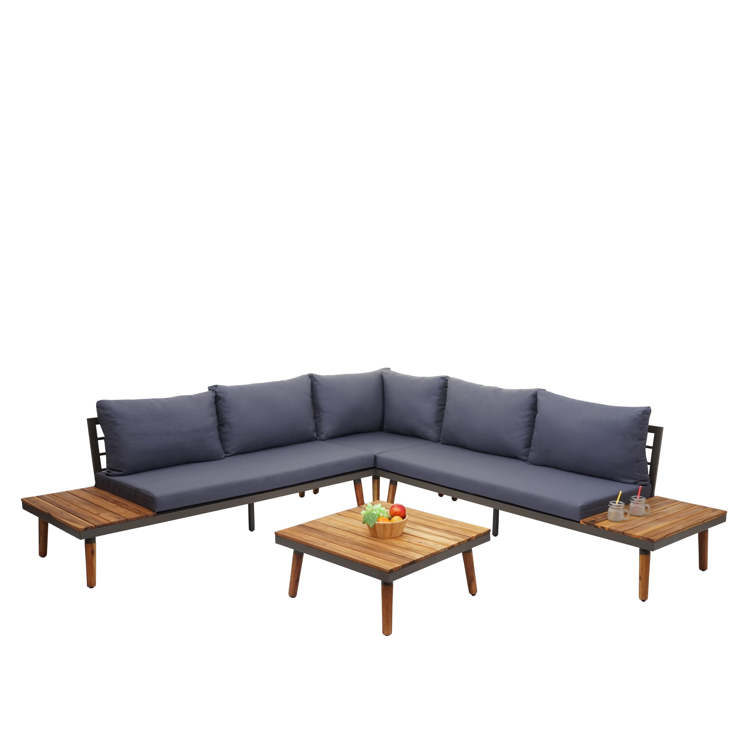 Garten-Garnitur MCW-E97, Garnitur Sitzgruppe Lounge-Set Sofa, Akazie Holz MVG-zertifiziert, grau - Bild 1