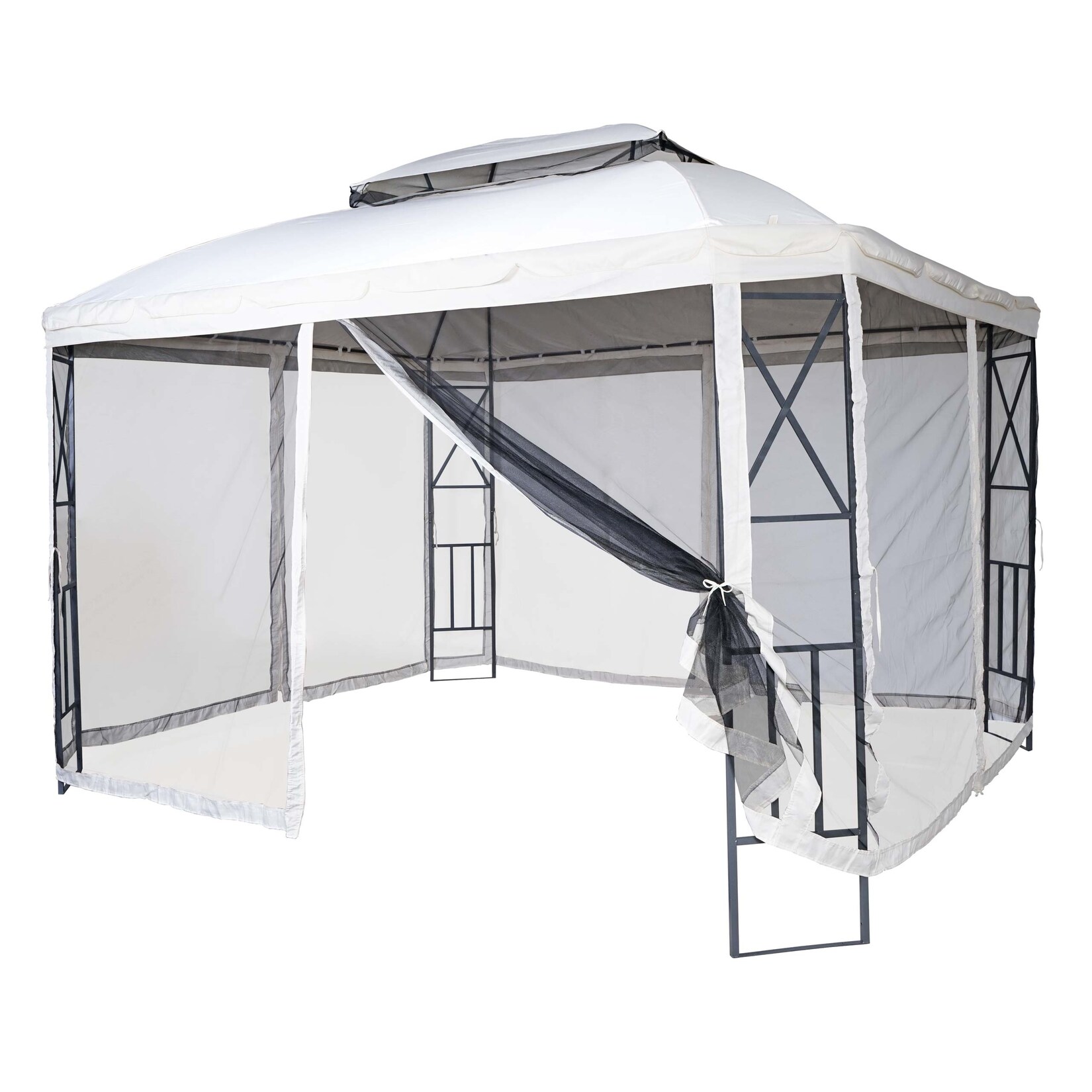 Pergola MCW-E42, Garten Pavillon, mit Moskitonetz 3,6x3m ~ creme | 04057651320526