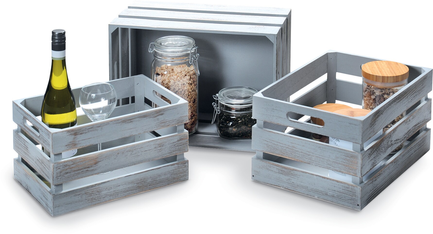 Kesper Aufbewahrungs- oder Dekokiste, 1 Kiste grau - ca. 39 x 29 x 21 cm - Bild 1