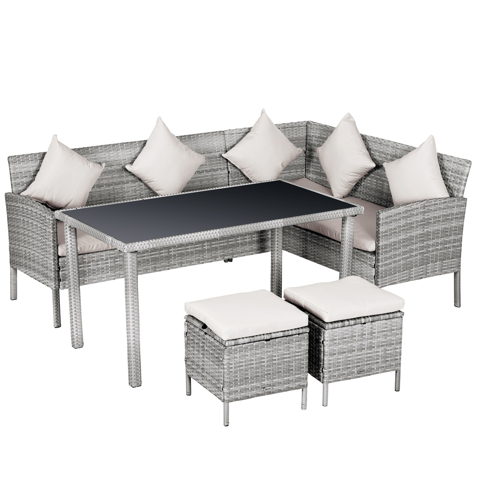 Gartenmöbel-Set PE-Rattan, Metall