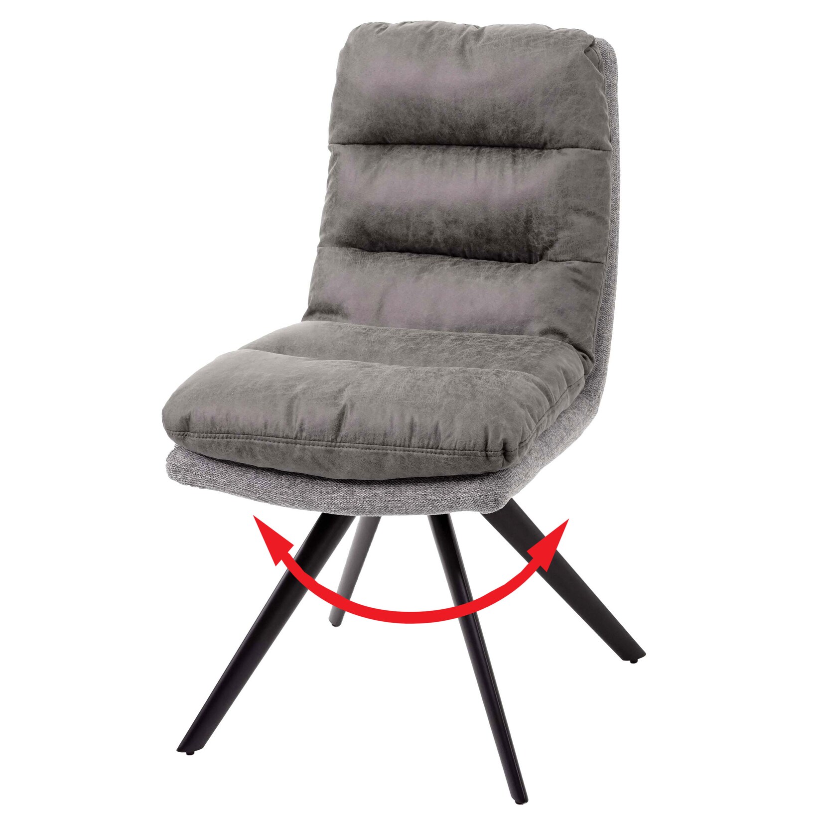 Esszimmerstuhl MCW-G66, Küchenstuhl Stuhl, drehbar Auto-Position Stoff/Textil MVG ~ hellgrau-grau
