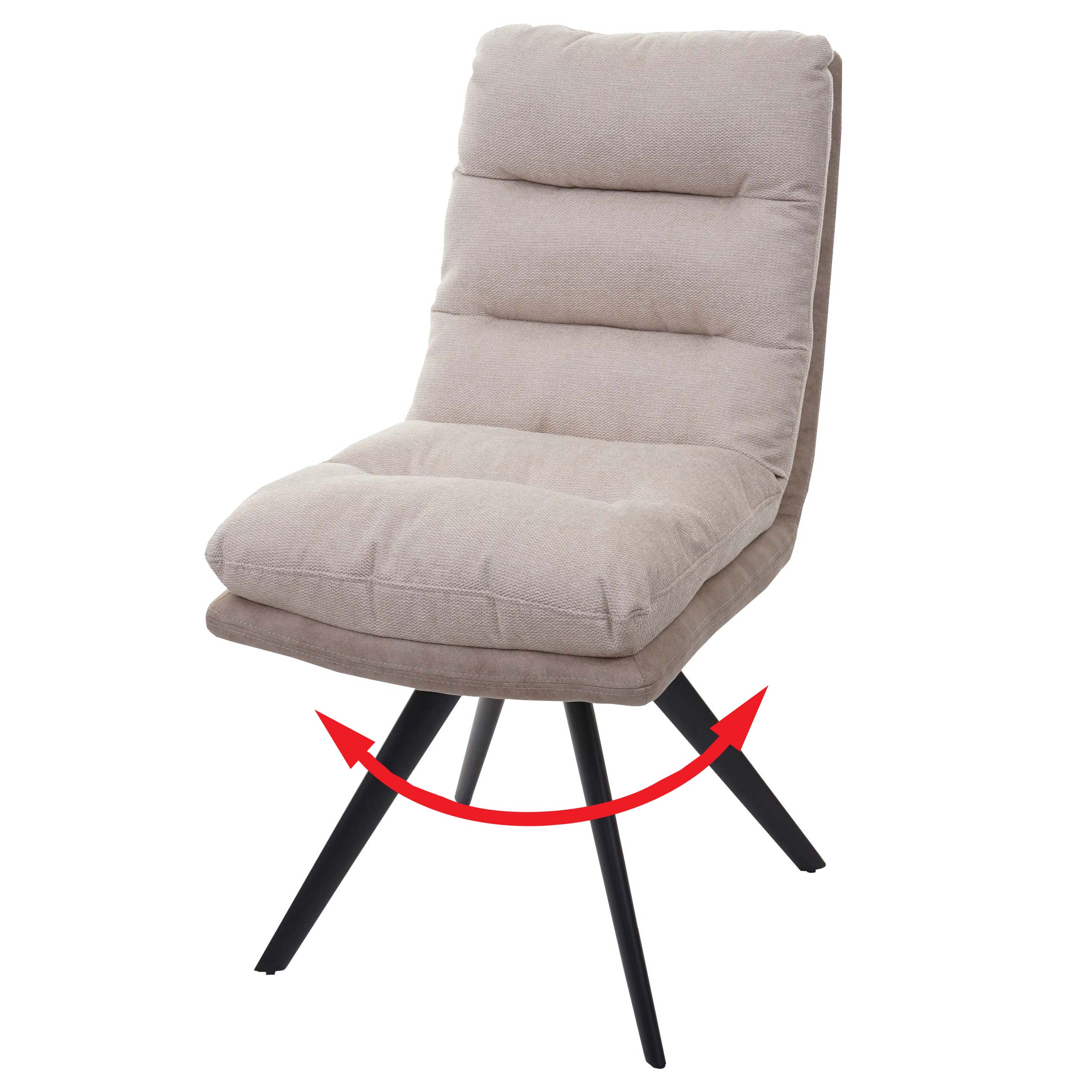 Esszimmerstuhl MCW-G66, K&uuml;chenstuhl Stuhl, drehbar Auto-Position Stoff/Textil MVG ~ creme - Bild 1