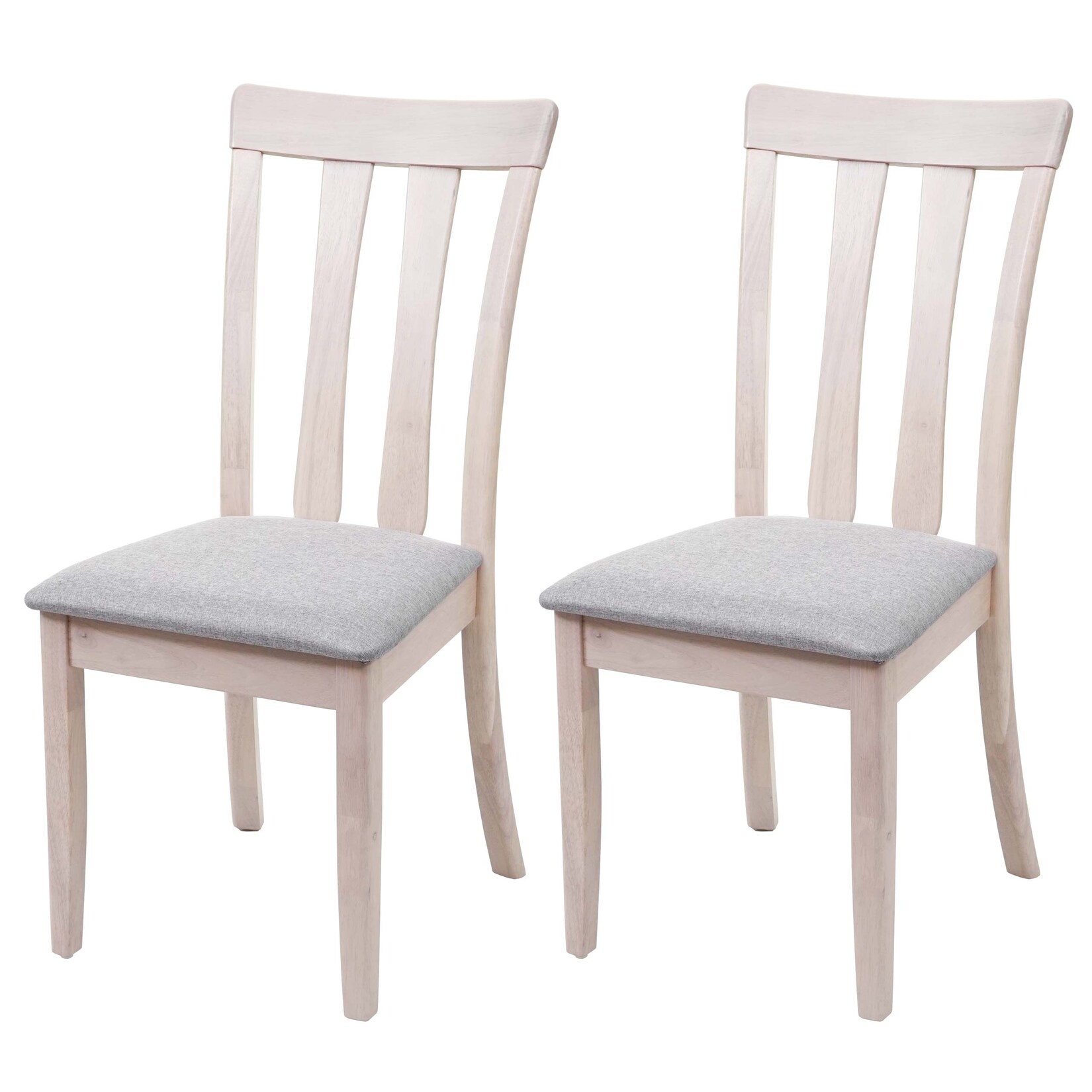 2er-Set Esszimmerstuhl MCW-G46, Küchenstuhl Stuhl, Stoff/Textil Massiv-Holz ~ helles Gestell, grau