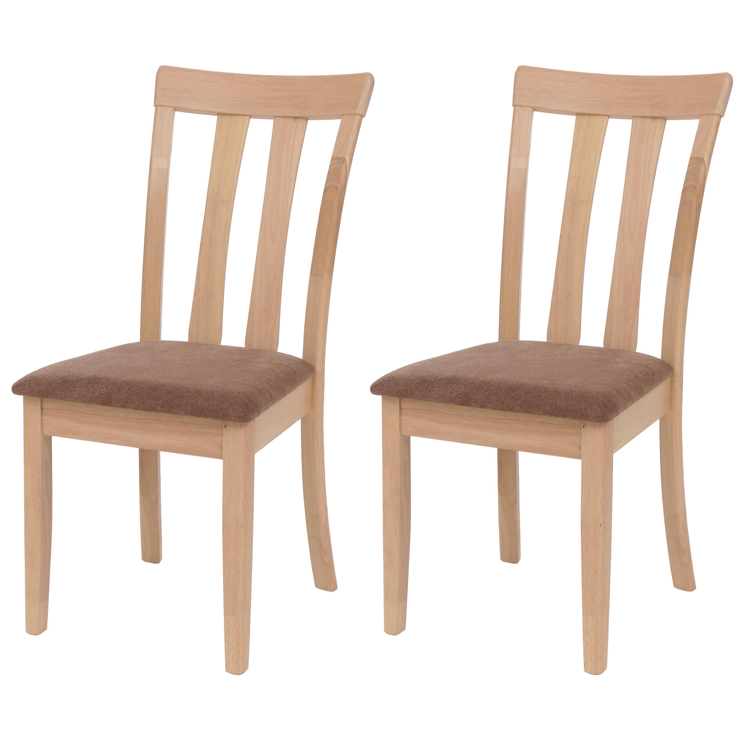 2er-Set Esszimmerstuhl MCW-G46, K&uuml;chenstuhl Stuhl, Stoff/Textil Massiv-Holz ~ naturfarbenes Gestell, braun - Bild 1
