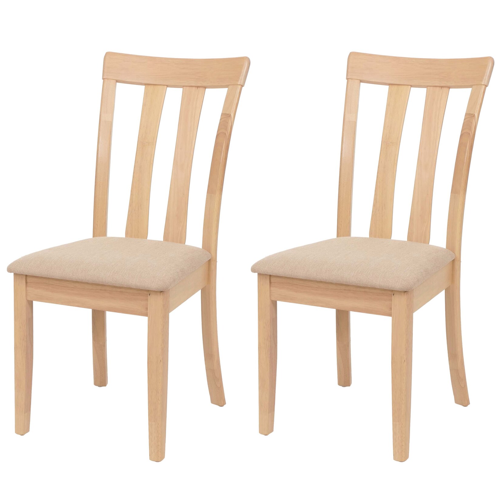 2er-Set Esszimmerstuhl MCW-G46, Küchenstuhl Stuhl, Stoff/Textil Massiv-Holz ~ naturfarbenes Gestell, beige