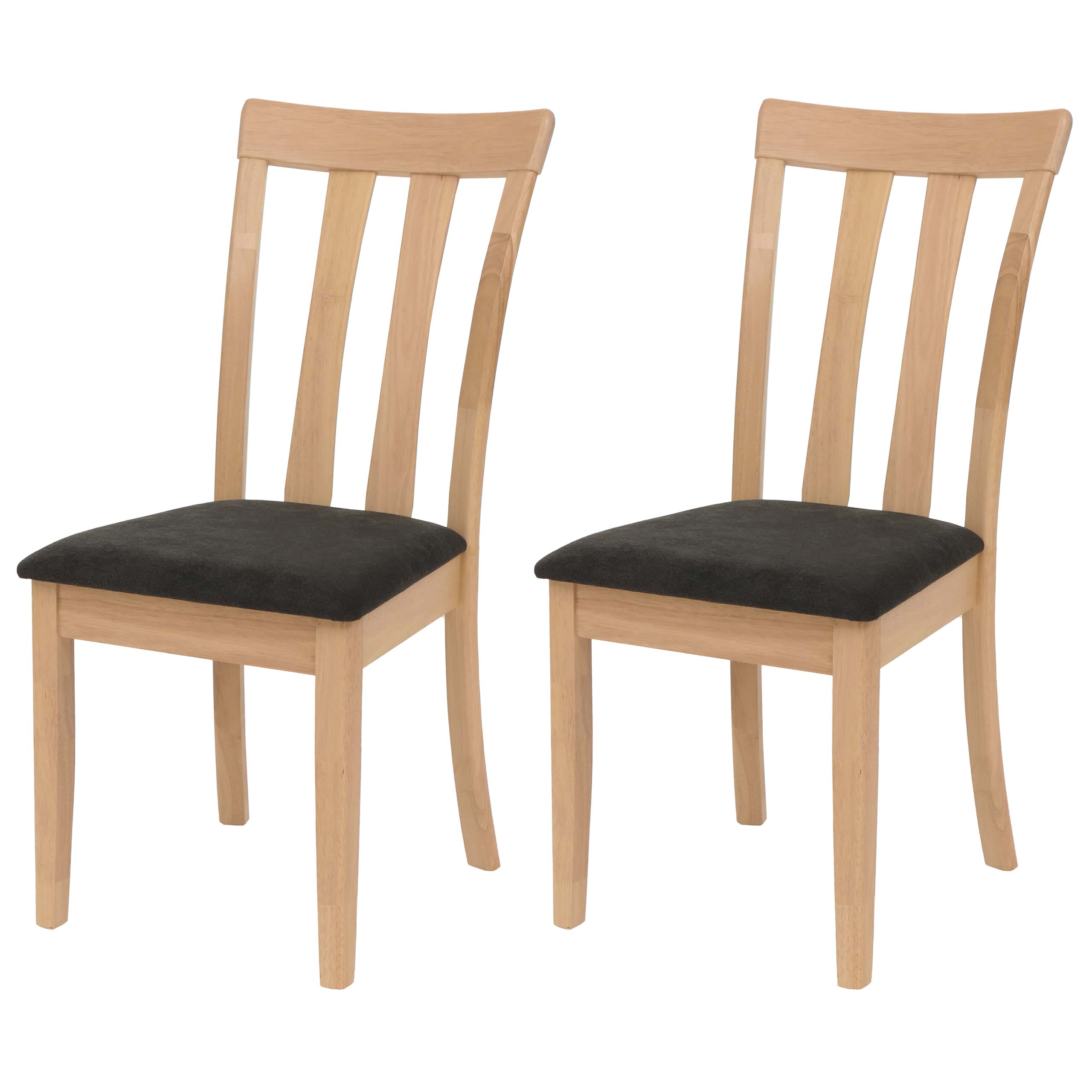2er-Set Esszimmerstuhl MCW-G46, K&uuml;chenstuhl Stuhl, Stoff/Textil Massiv-Holz ~ naturfarbenes Gestell, schwarz - Bild 1