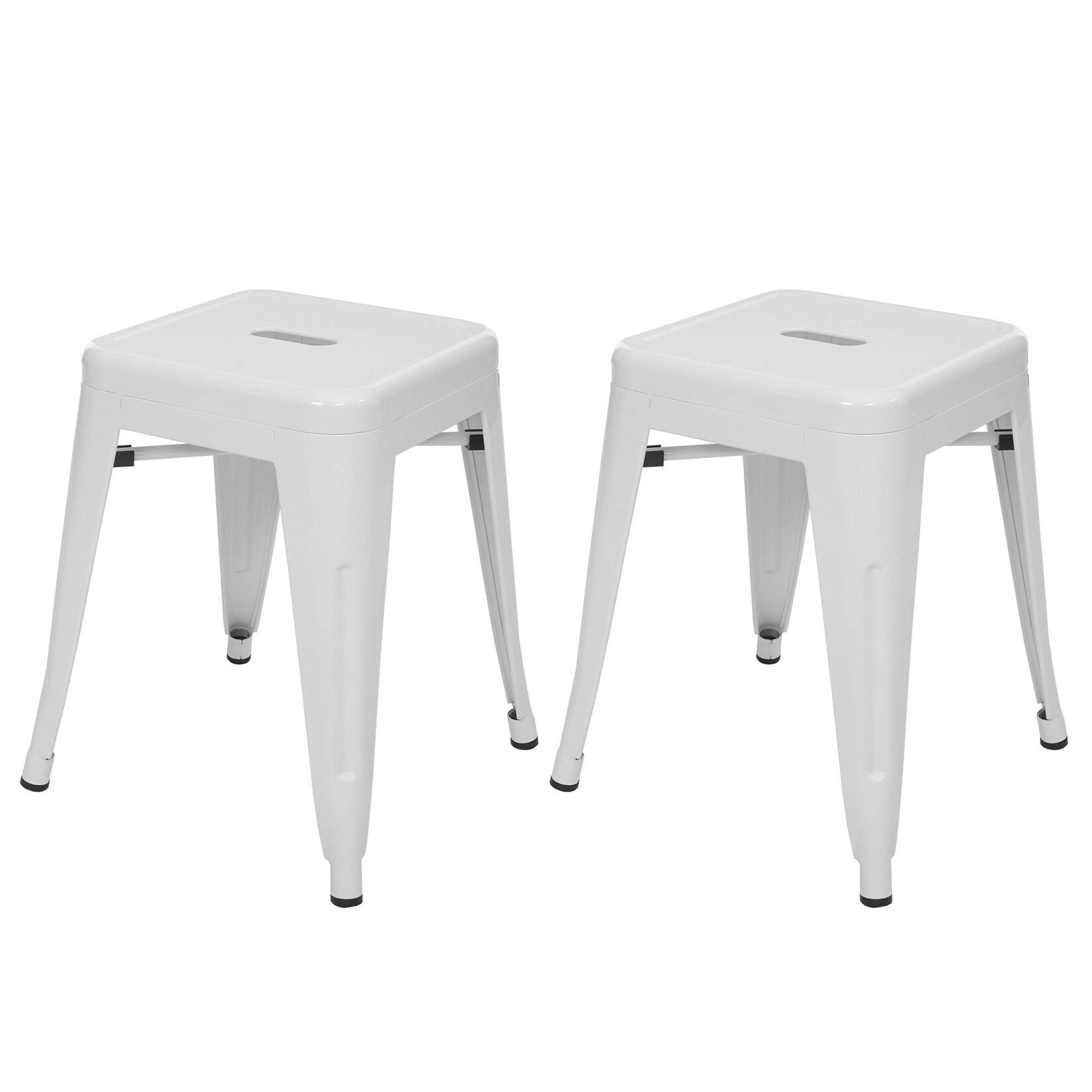 2er-Set Hocker MCW-A73, Metallhocker Sitzhocker, Metall Industriedesign stapelbar ~ weiß | 04057651383989