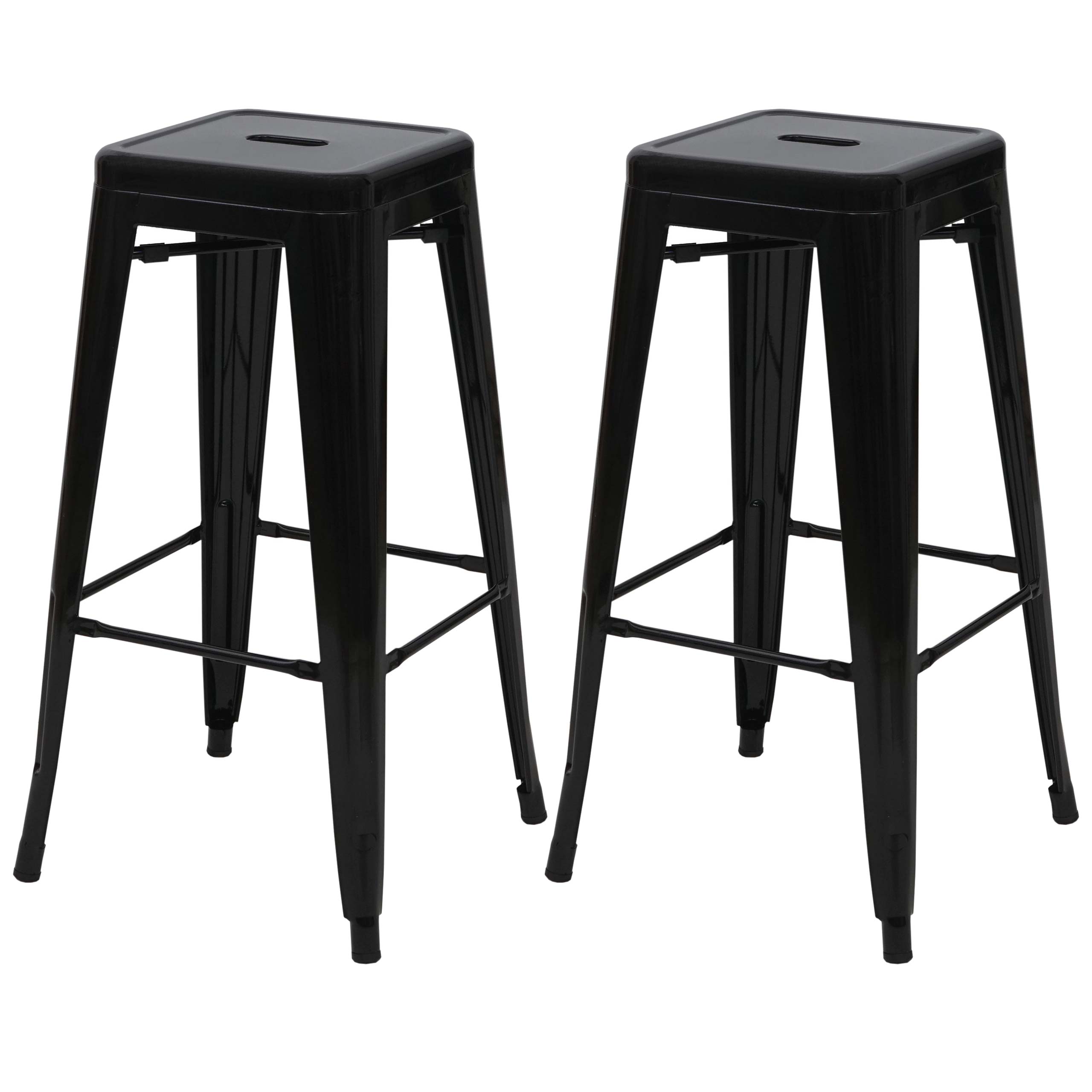 2er-Set Barhocker MCW-A73, Barstuhl Tresenhocker, Metall Industriedesign stapelbar ~ schwarz - Bild 1