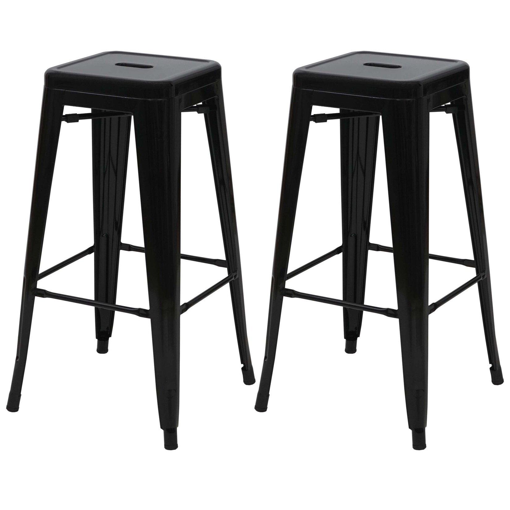 2er-Set Barhocker MCW-A73, Barstuhl Tresenhocker, Metall Industriedesign stapelbar ~ schwarz