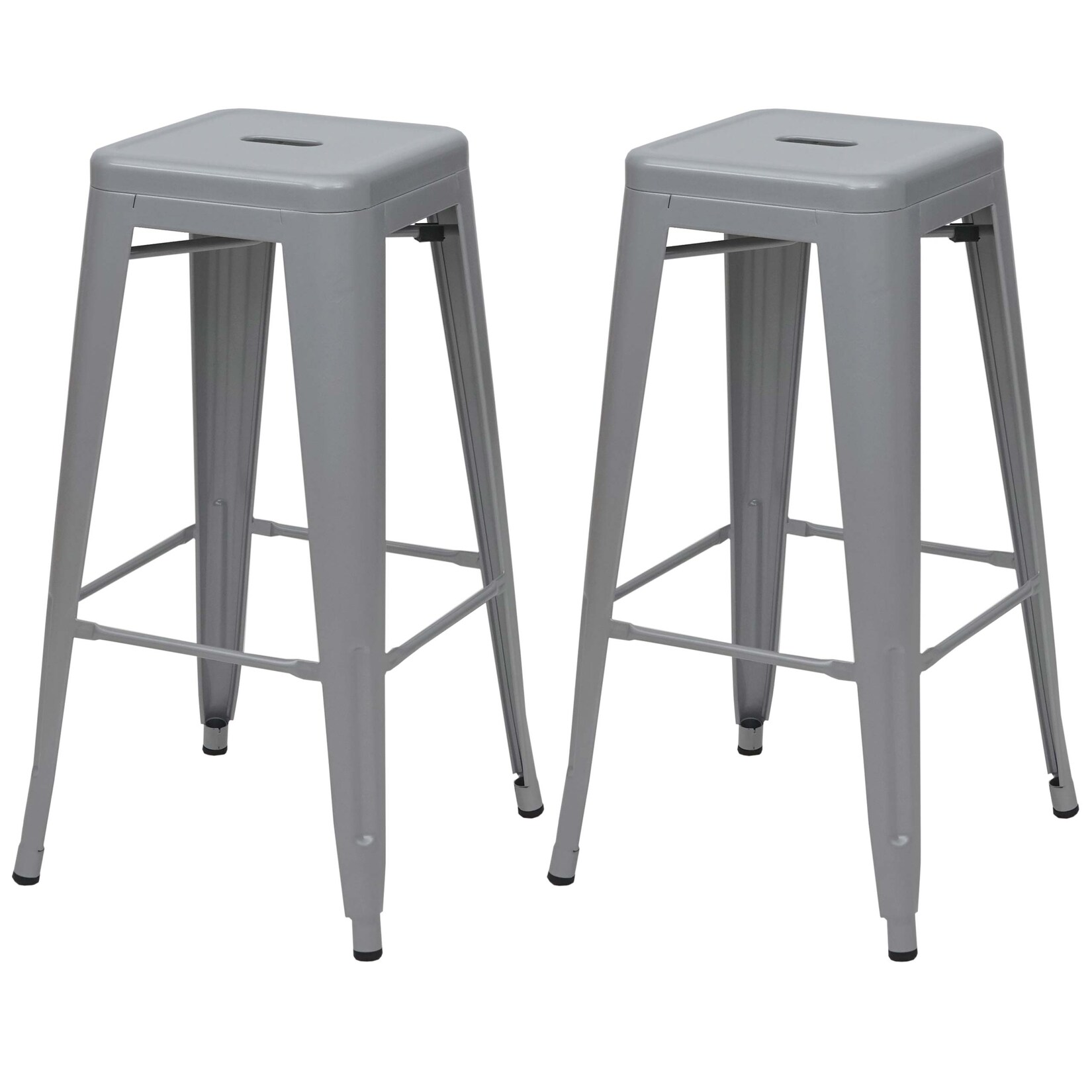 2er-Set Barhocker MCW-A73, Barstuhl Tresenhocker, Metall Industriedesign stapelbar ~ grau