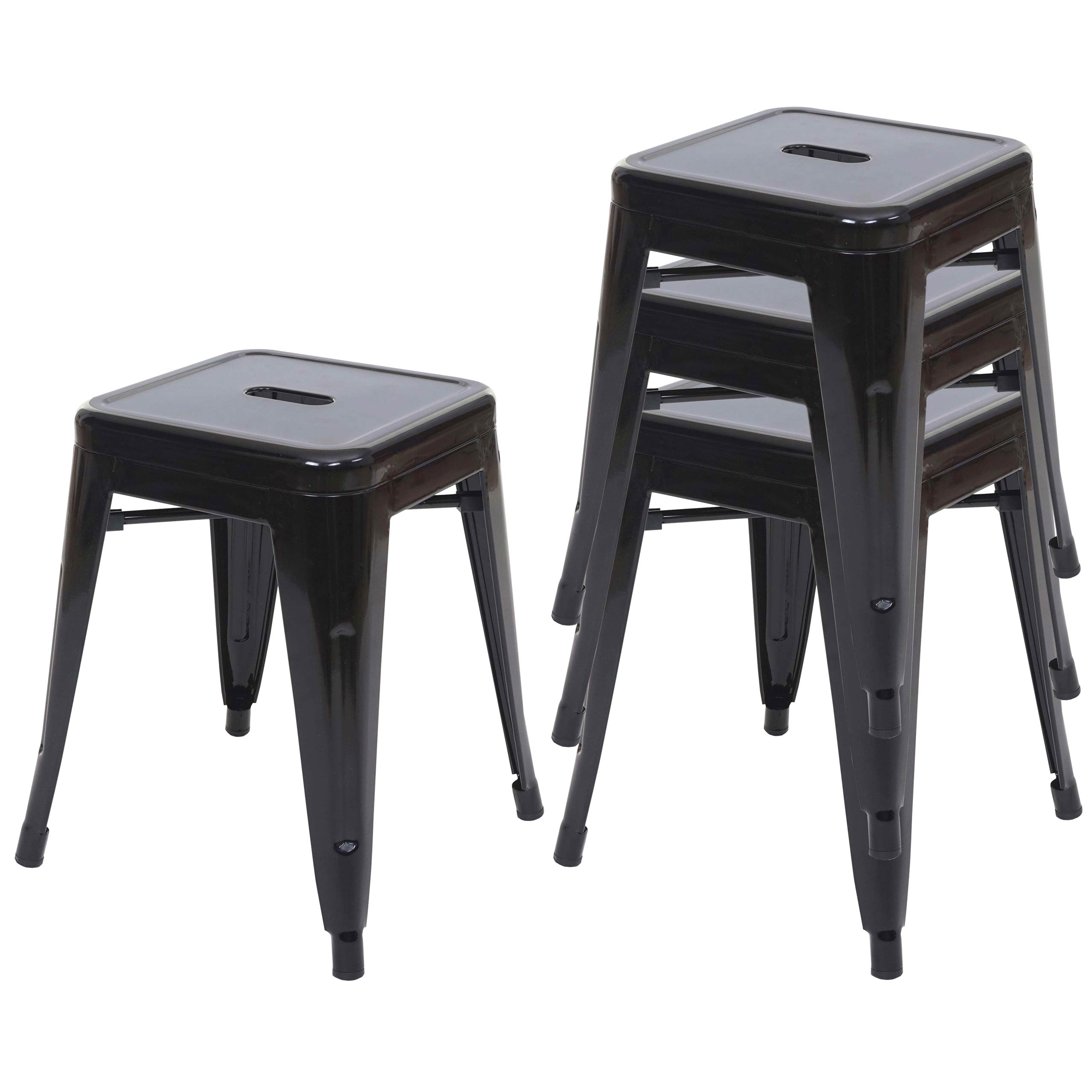 4er-Set Hocker MCW-A73, Metallhocker Sitzhocker, Metall Industriedesign stapelbar ~ schwarz - Bild 1