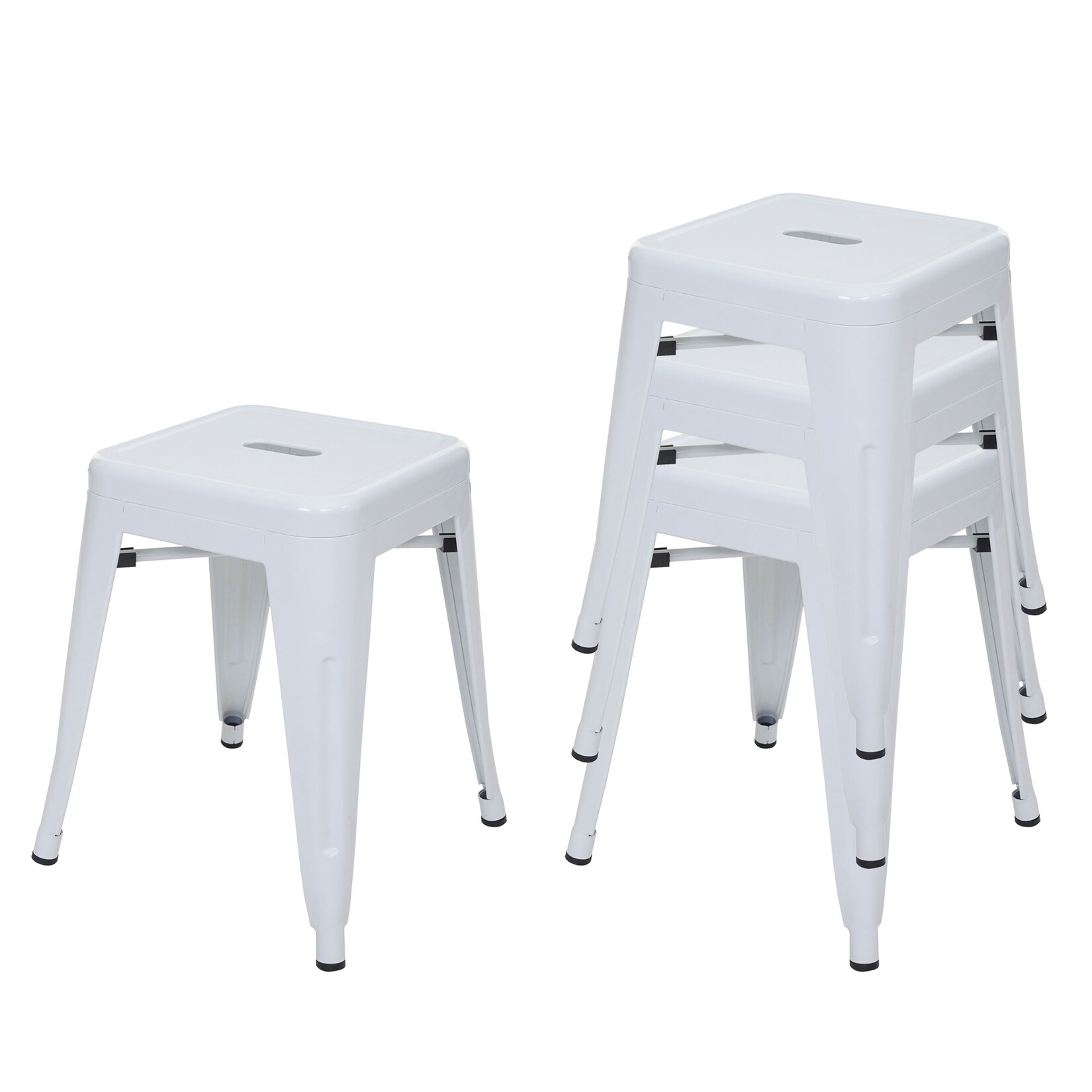 4er-Set Hocker MCW-A73, Metallhocker Sitzhocker, Metall Industriedesign stapelbar ~ weiß | 04057651383958
