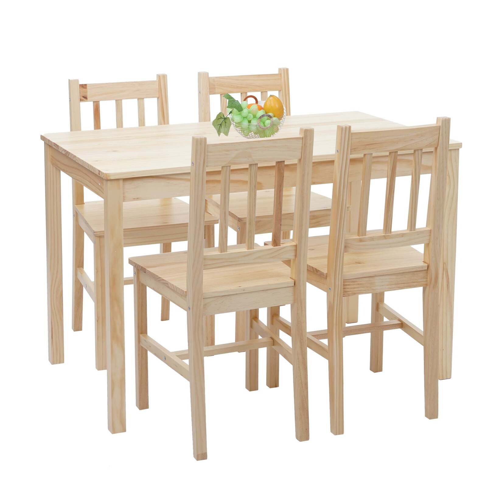 Esszimmer-Set MCW-F77, Sitzgruppe Esszimmergruppe, Massiv-Holz Landhaus 110cm ~ Kiefer lasiert