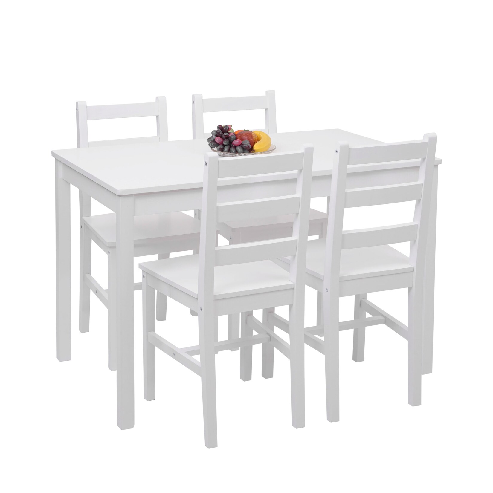 Esszimmer-Set MCW-F77, Sitzgruppe Esszimmergruppe, Massiv-Holz Landhaus 110cm ~ weiß