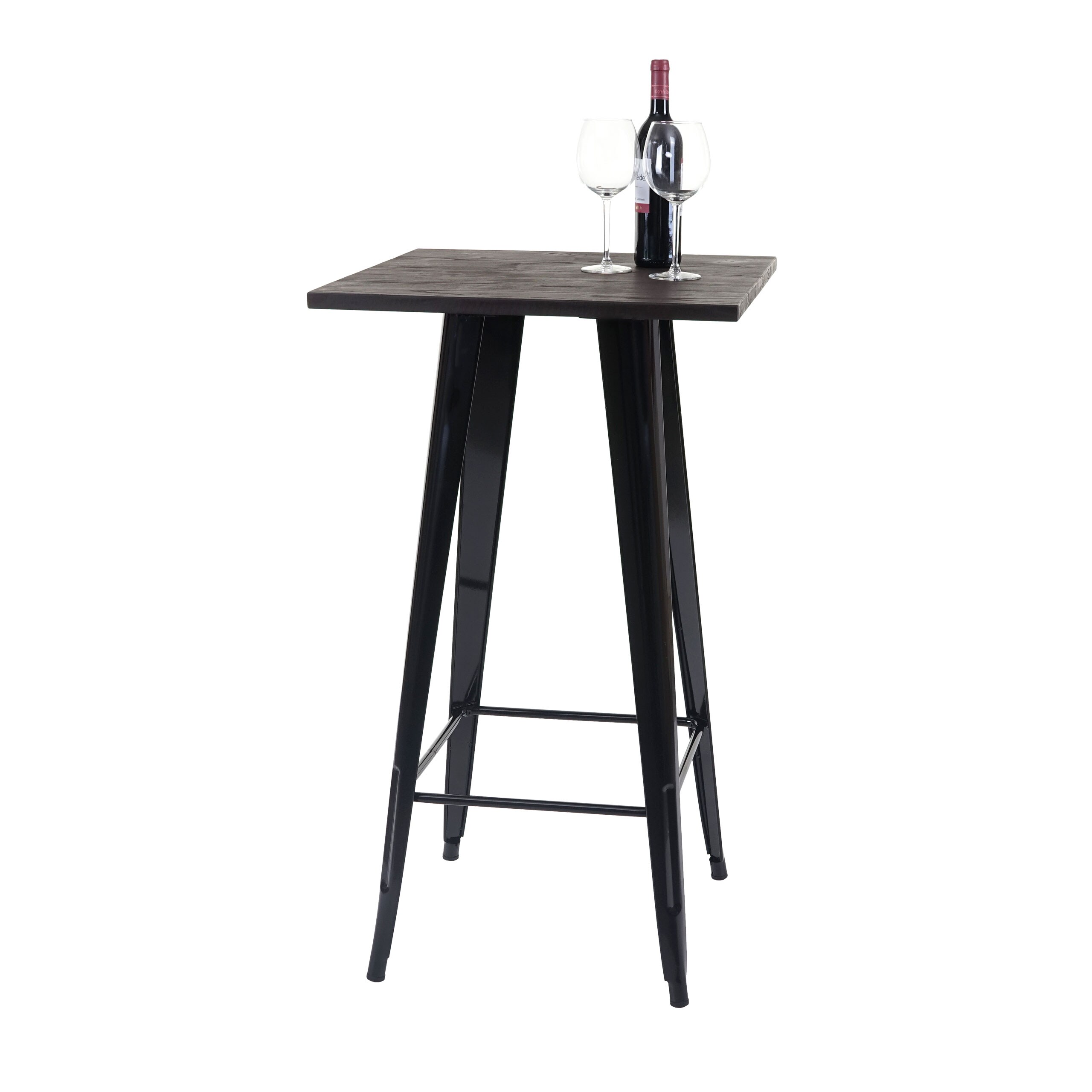Stehtisch MCW-A73 inkl. Holz-Tischplatte, Bistrotisch Bartisch, Metall Industriedesign MVG 107x60x60cm ~ schwarz - Bild 1