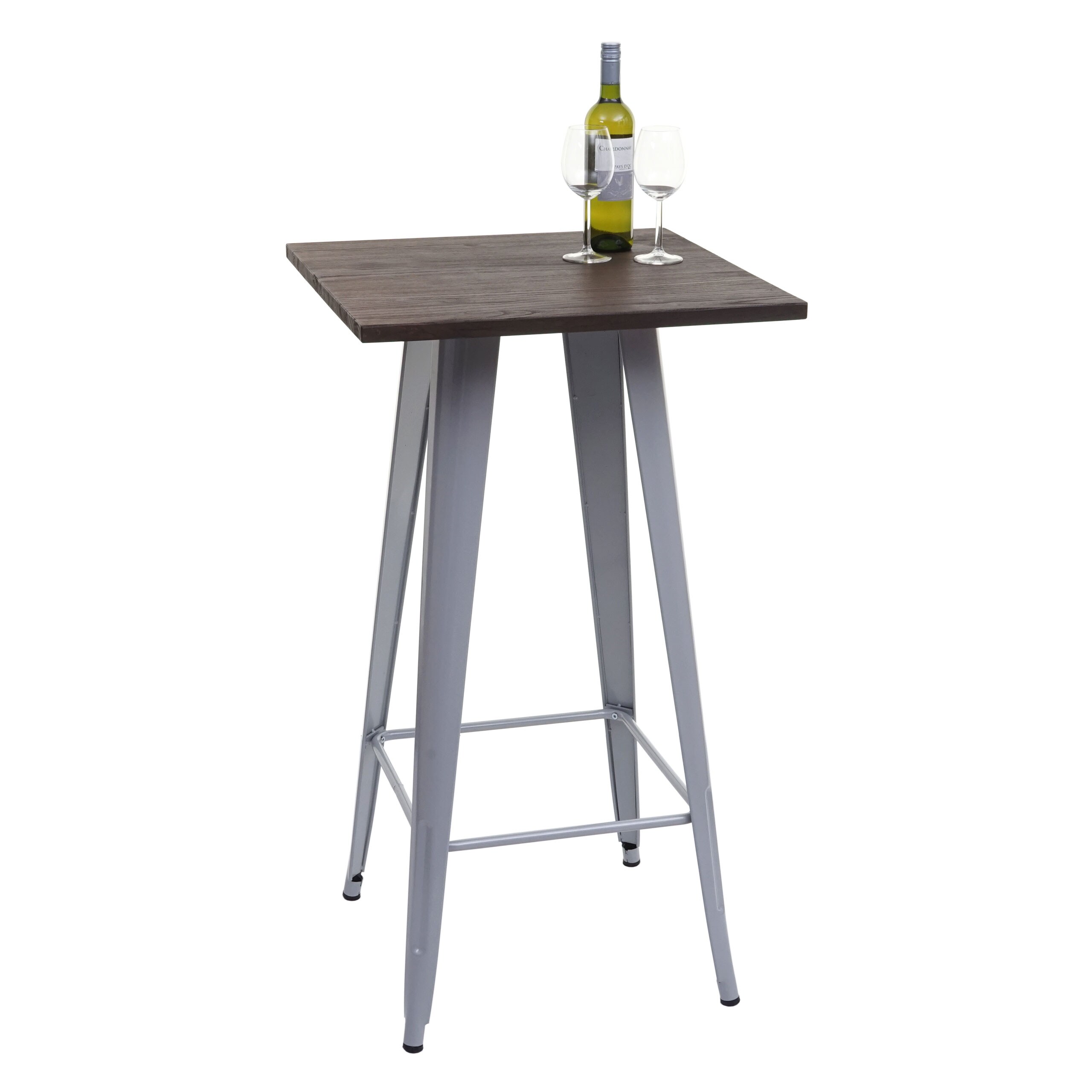 Stehtisch MCW-A73 inkl. Holz-Tischplatte, Bistrotisch Bartisch, Metall Industriedesign MVG 107x60x60cm ~ grau - Bild 1